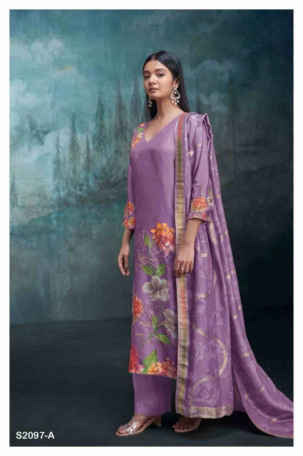 Zoey-2097 By Ganga Fashion 2097-A To 2097-C Series Beautiful Festive Suits Colorful Stylish Fancy Casual Wear & Ethnic Wear Bemberg Silk Dresses At Wholesale Price
