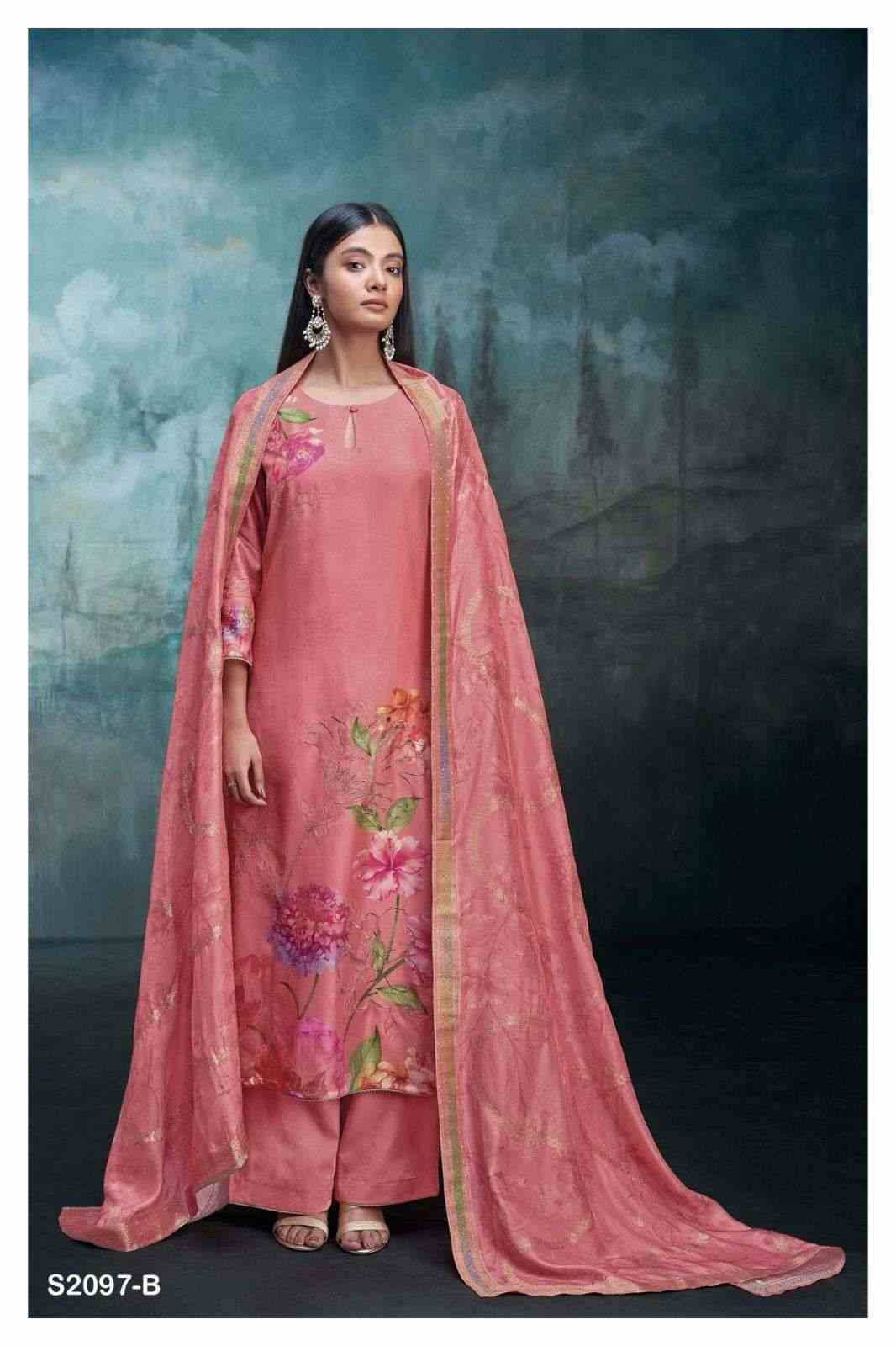 Zoey-2097 By Ganga Fashion 2097-A To 2097-C Series Beautiful Festive Suits Colorful Stylish Fancy Casual Wear & Ethnic Wear Bemberg Silk Dresses At Wholesale Price