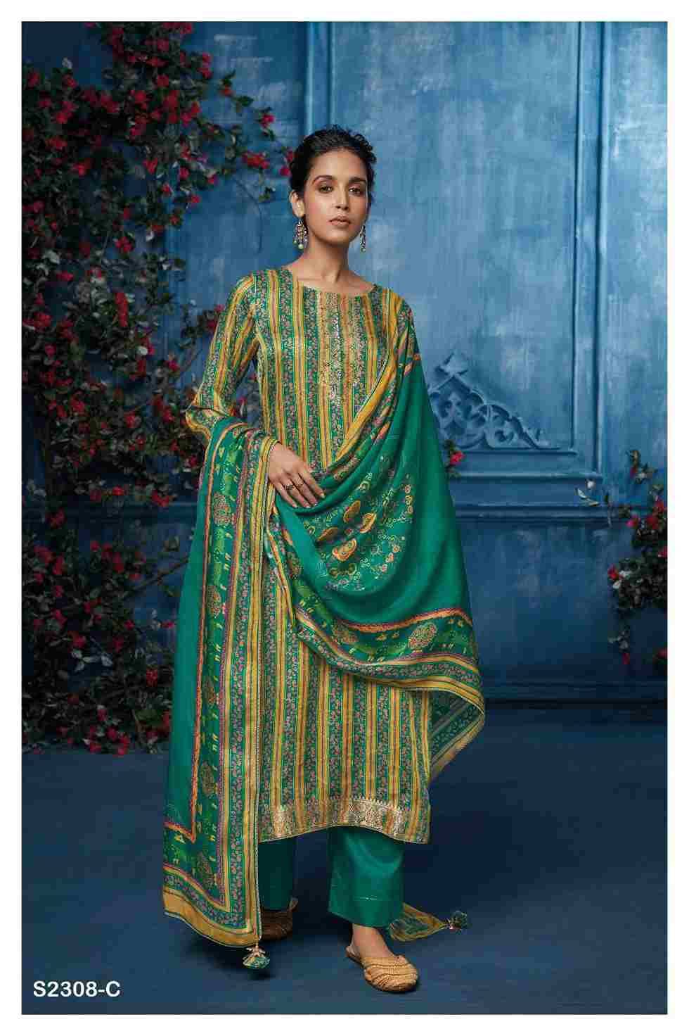 Maisie-2308 By Ganga Fashion 2308-A To 2308-C Series Beautiful Festive Suits Colorful Stylish Fancy Casual Wear & Ethnic Wear Jacquard Silk Dresses At Wholesale Price