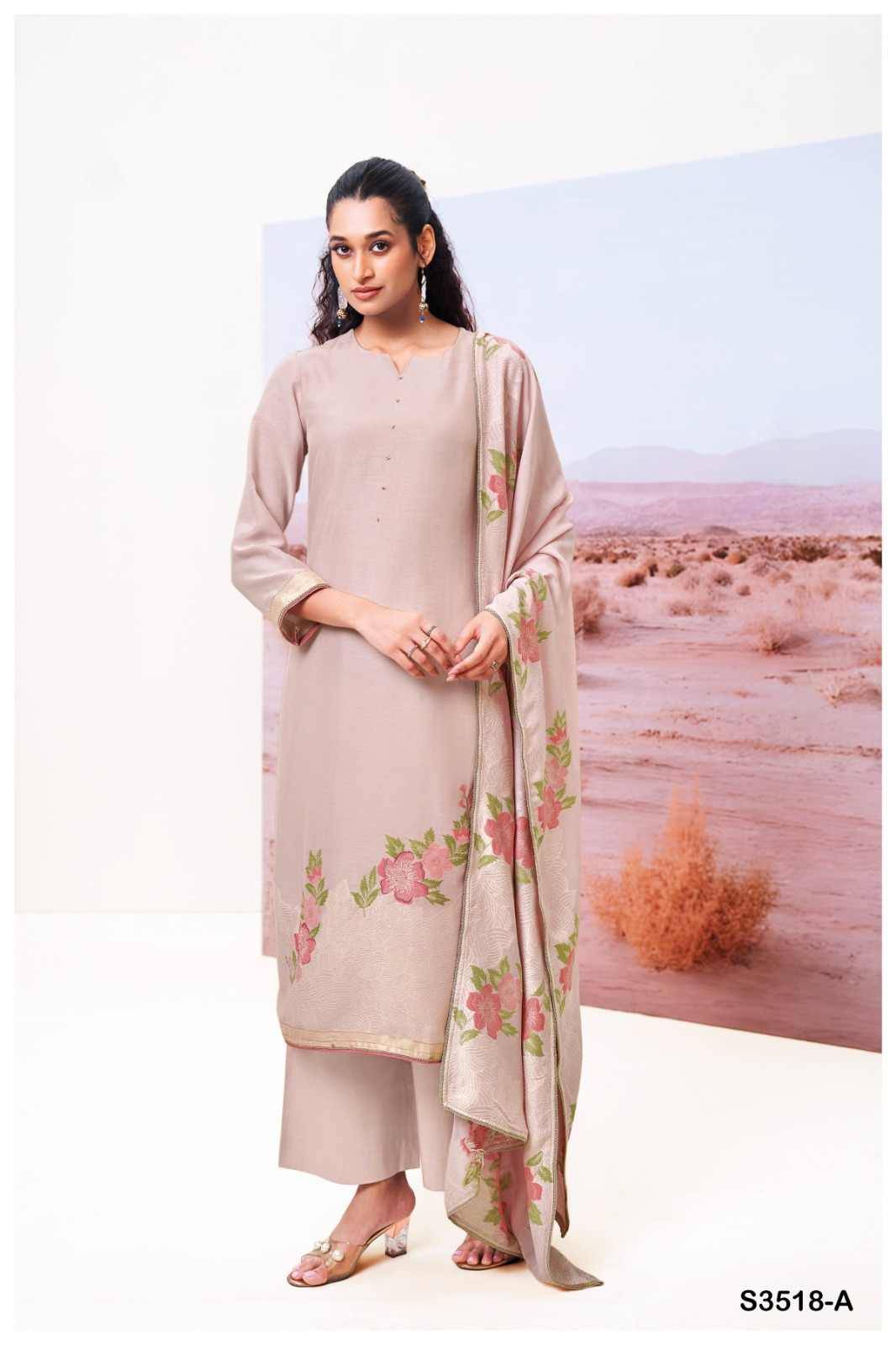 Haley-3518 By Ganga Fashion 3518-A To 3518-B Series Beautiful Festive Suits Colorful Stylish Fancy Casual Wear & Ethnic Wear Viscose Silk Dresses At Wholesale Price