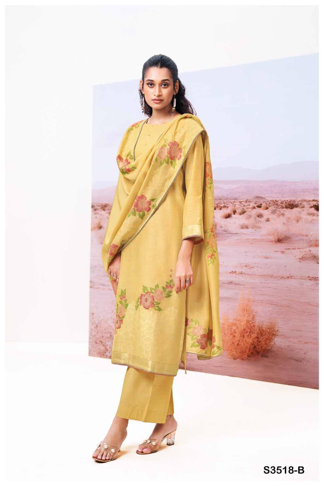 Haley-3518 By Ganga Fashion 3518-A To 3518-B Series Beautiful Festive Suits Colorful Stylish Fancy Casual Wear & Ethnic Wear Viscose Silk Dresses At Wholesale Price