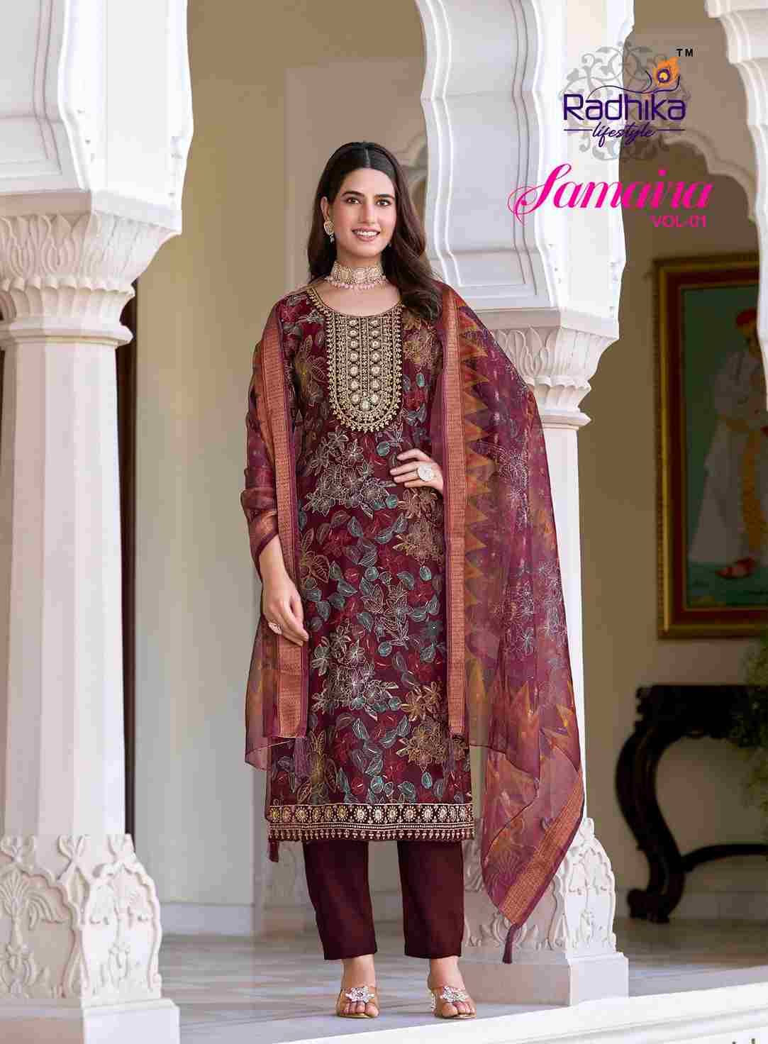 Samaira Vol-1 By Radhika Lifestyle 1001 To 1006 Series Beautiful Festive Suits Colorful Stylish Fancy Casual Wear & Ethnic WearVertican Print Dresses At Wholesale Price