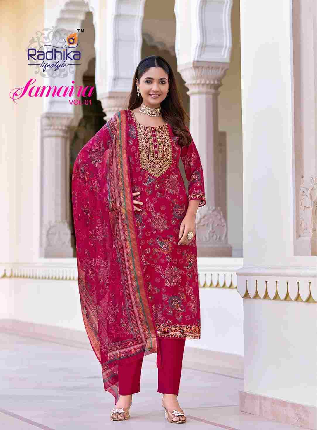 Samaira Vol-1 By Radhika Lifestyle 1001 To 1006 Series Beautiful Festive Suits Colorful Stylish Fancy Casual Wear & Ethnic WearVertican Print Dresses At Wholesale Price