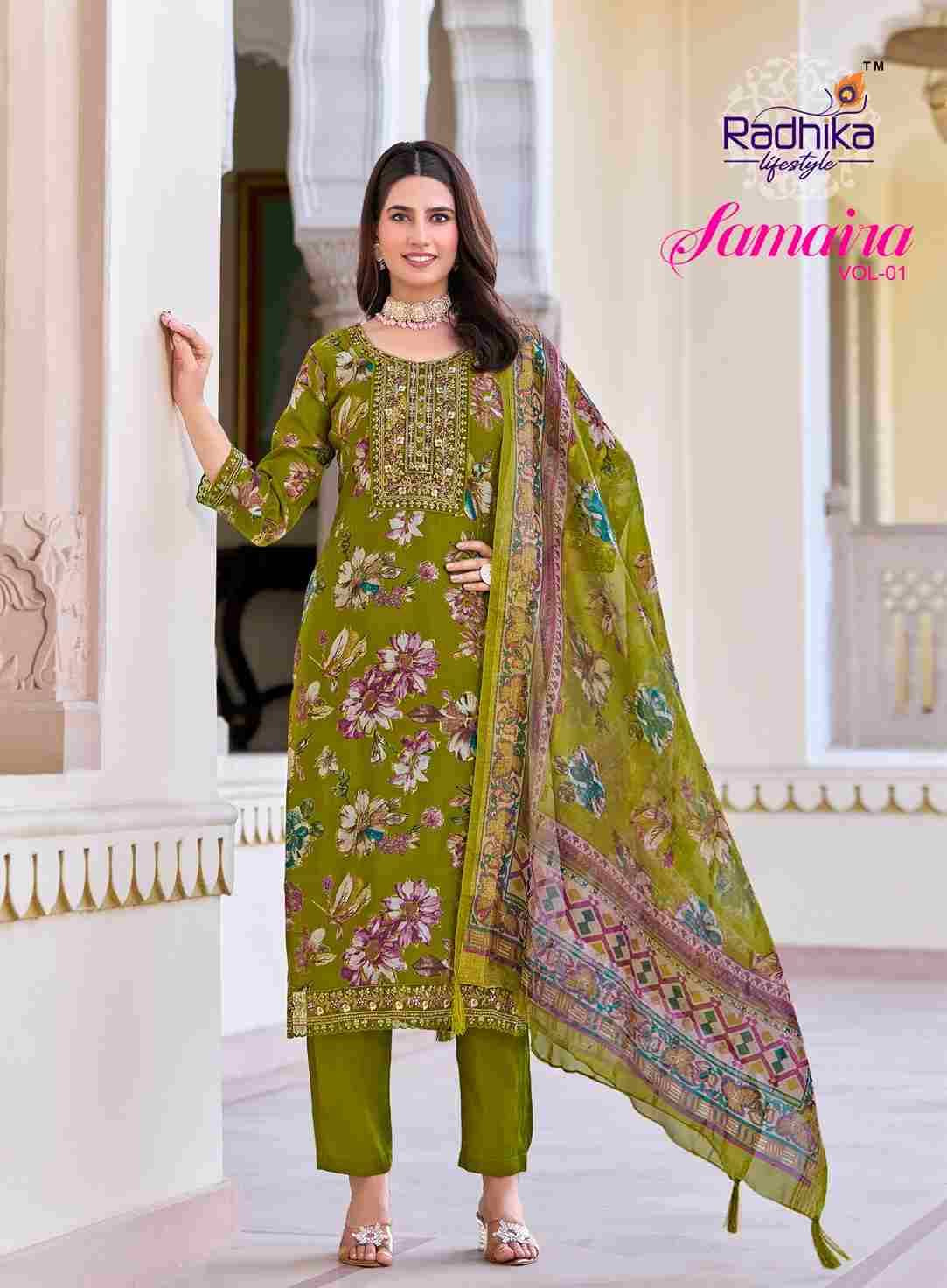 Samaira Vol-1 By Radhika Lifestyle 1001 To 1006 Series Beautiful Festive Suits Colorful Stylish Fancy Casual Wear & Ethnic WearVertican Print Dresses At Wholesale Price