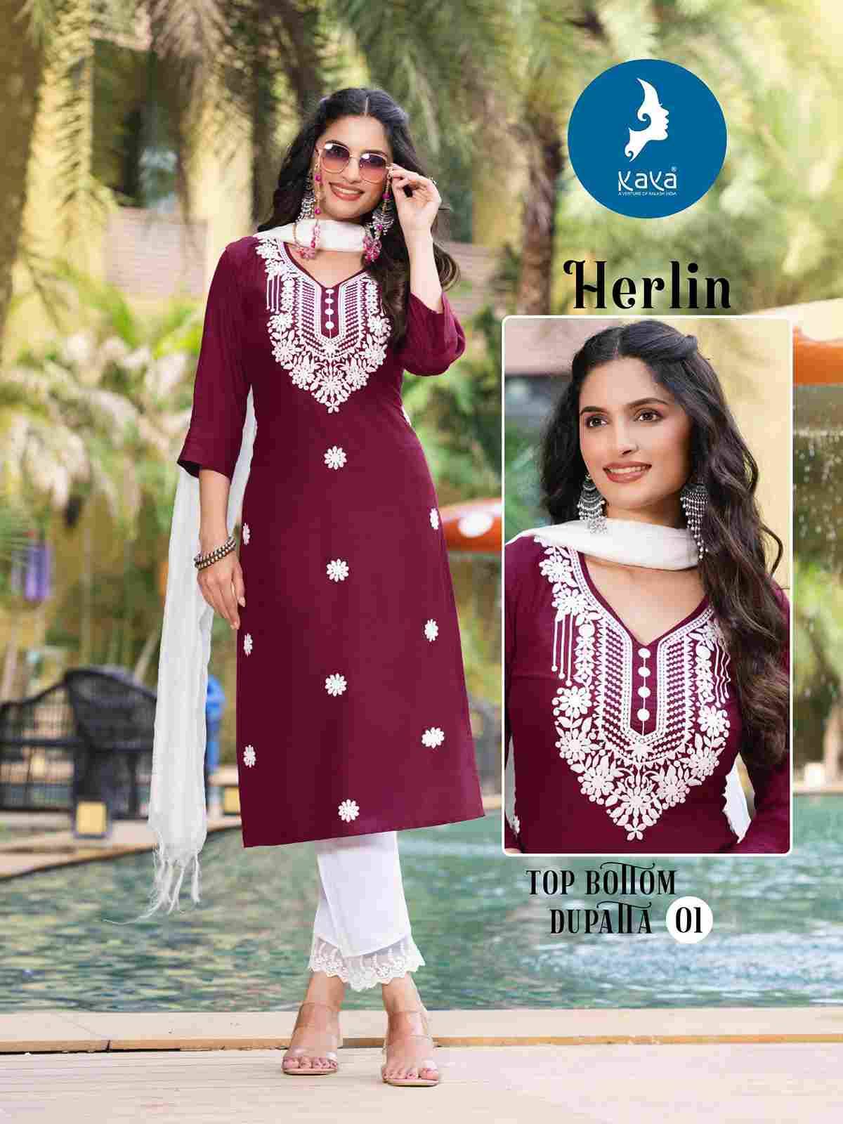 Herlin By Kaya 01 To 06 Series Beautiful Festive Suits Colorful Stylish Fancy Casual Wear & Ethnic Wear Rayon Slub Dresses At Wholesale Price