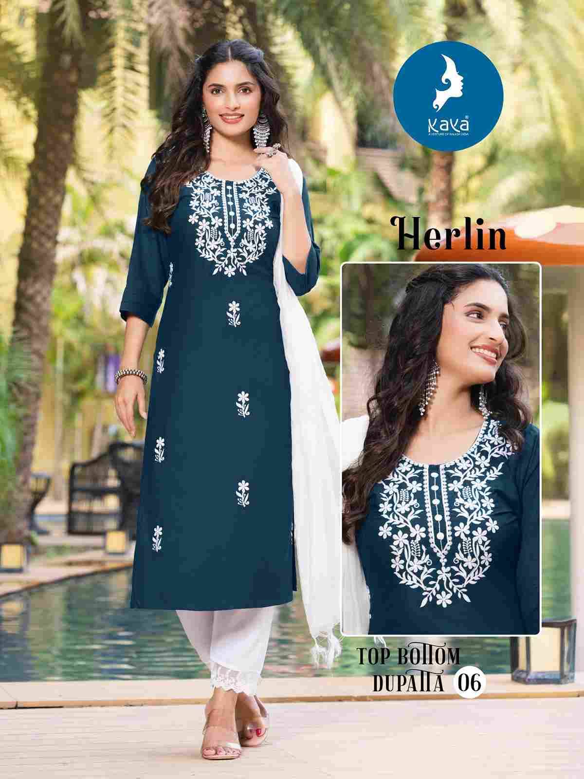 Herlin By Kaya 01 To 06 Series Beautiful Festive Suits Colorful Stylish Fancy Casual Wear & Ethnic Wear Rayon Slub Dresses At Wholesale Price