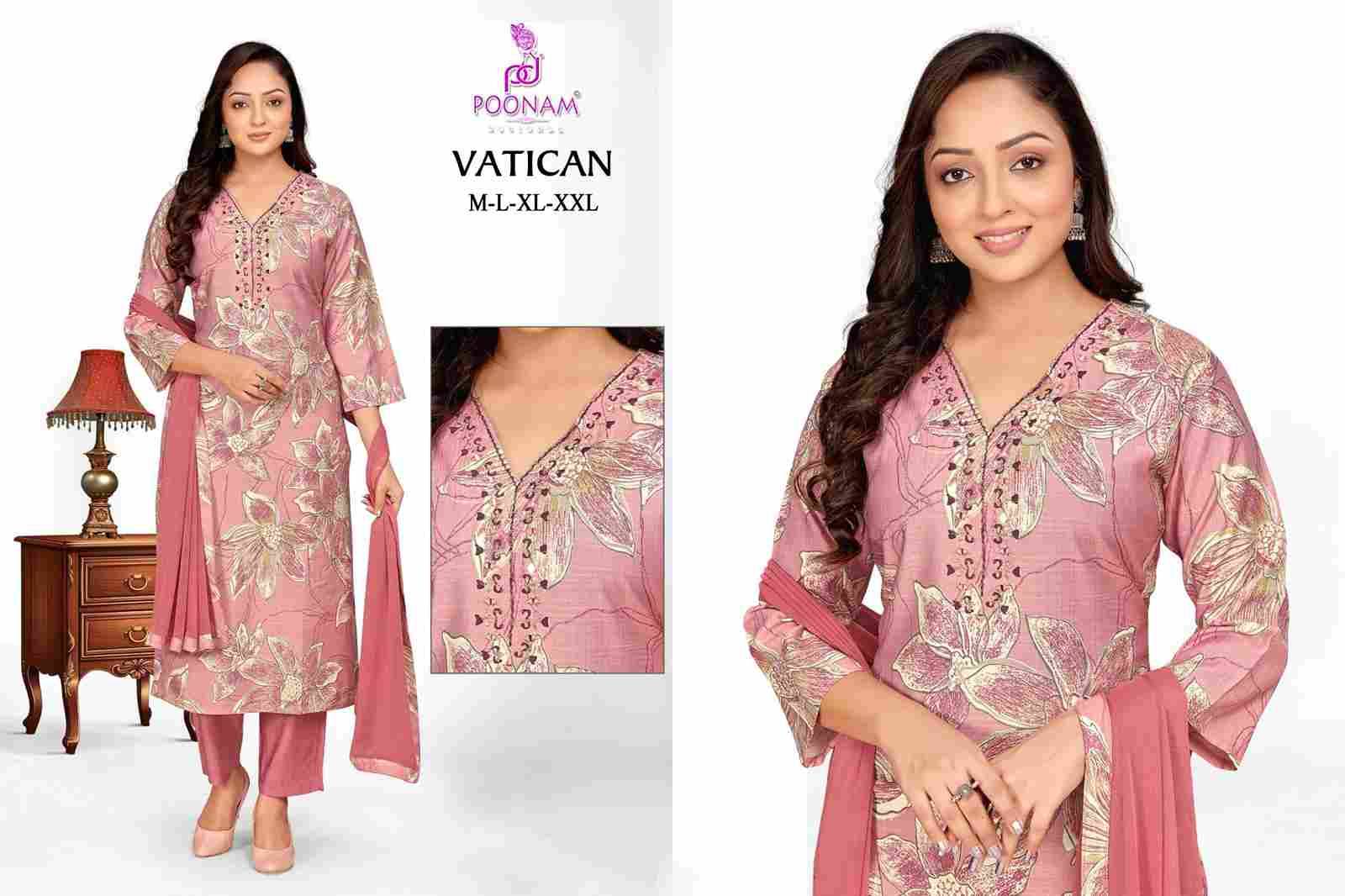 Vatican By Poonam Designer 1001 To 1005 Series Beautiful Festive Suits Colorful Stylish Fancy Casual Wear & Ethnic Wear Soft Vatican Dresses At Wholesale Price