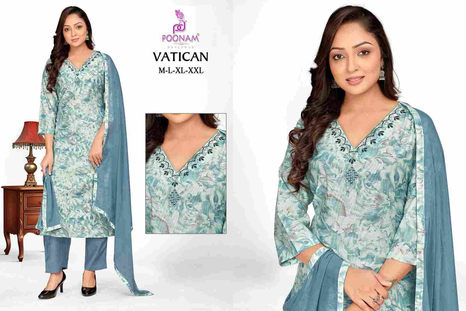 Vatican By Poonam Designer 1001 To 1005 Series Beautiful Festive Suits Colorful Stylish Fancy Casual Wear & Ethnic Wear Soft Vatican Dresses At Wholesale Price