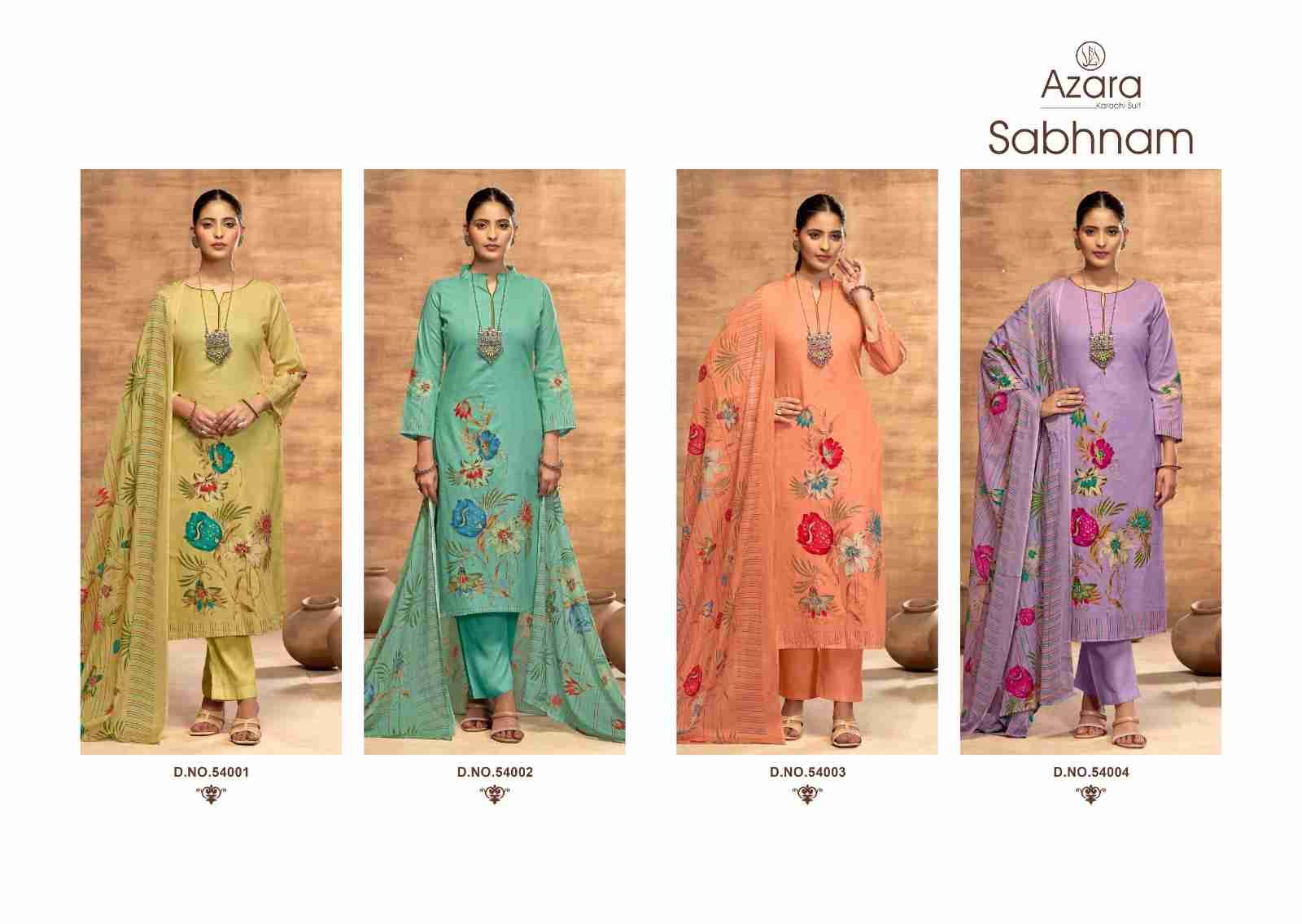 Sabhnam By Azara 54001 To 54004 Series Beautiful Stylish Festive Suits Fancy Colorful Casual Wear & Ethnic Wear & Ready To Wear Lawn Cotton Print Dresses At Wholesale Price