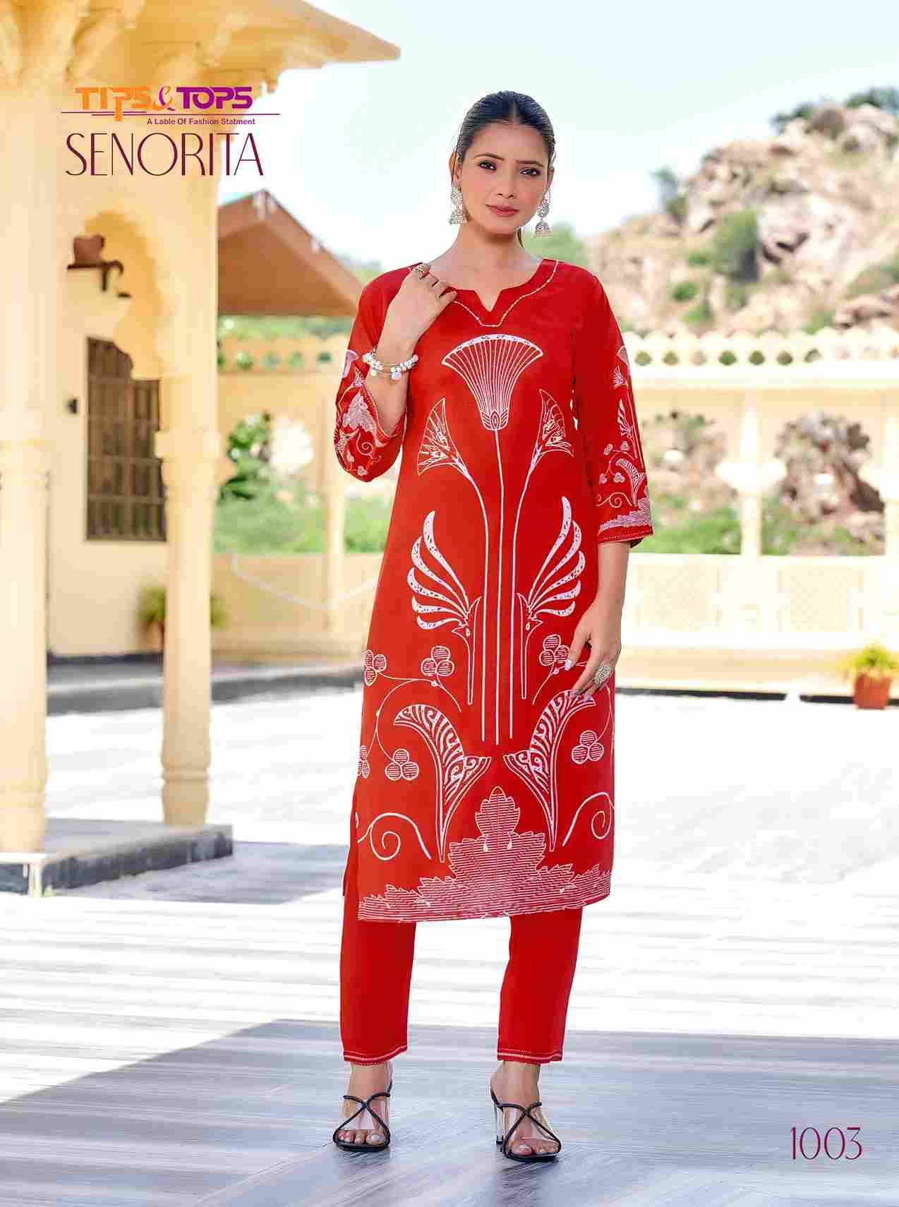 Senorita By Tips And Tops 1001 To 1004 Series Designer Stylish Fancy Colorful Beautiful Party Wear & Ethnic Wear Collection Rayon Print Co-Ord At Wholesale Price