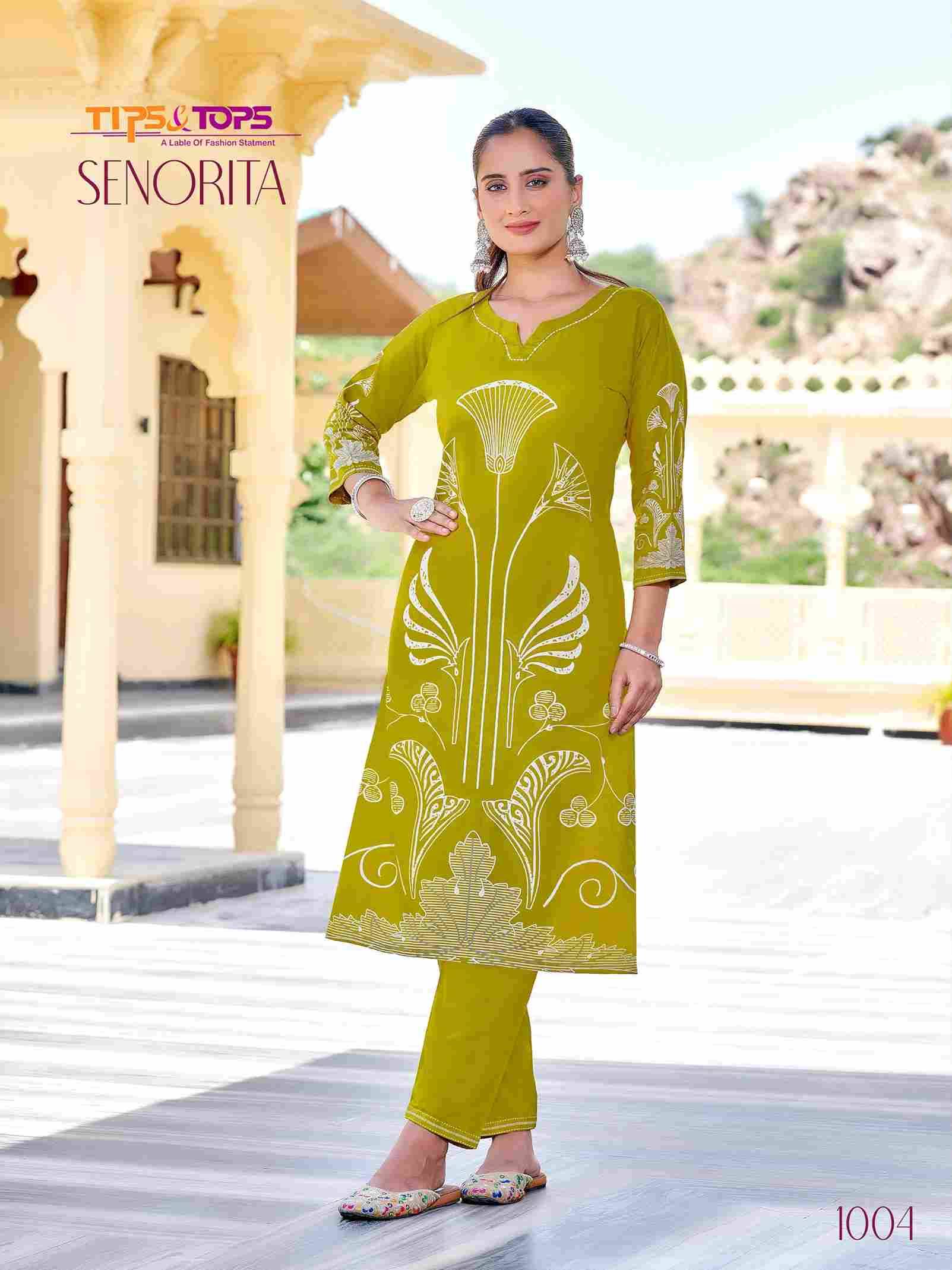 Senorita By Tips And Tops 1001 To 1004 Series Designer Stylish Fancy Colorful Beautiful Party Wear & Ethnic Wear Collection Rayon Print Co-Ord At Wholesale Price
