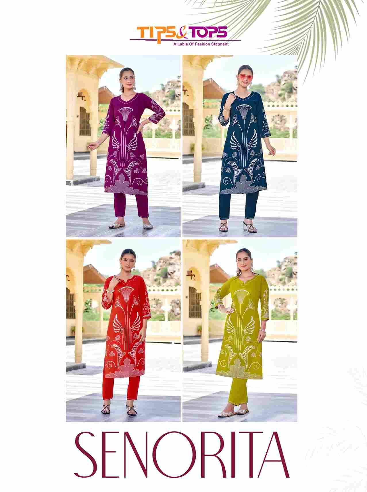 Senorita By Tips And Tops 1001 To 1004 Series Designer Stylish Fancy Colorful Beautiful Party Wear & Ethnic Wear Collection Rayon Print Co-Ord At Wholesale Price