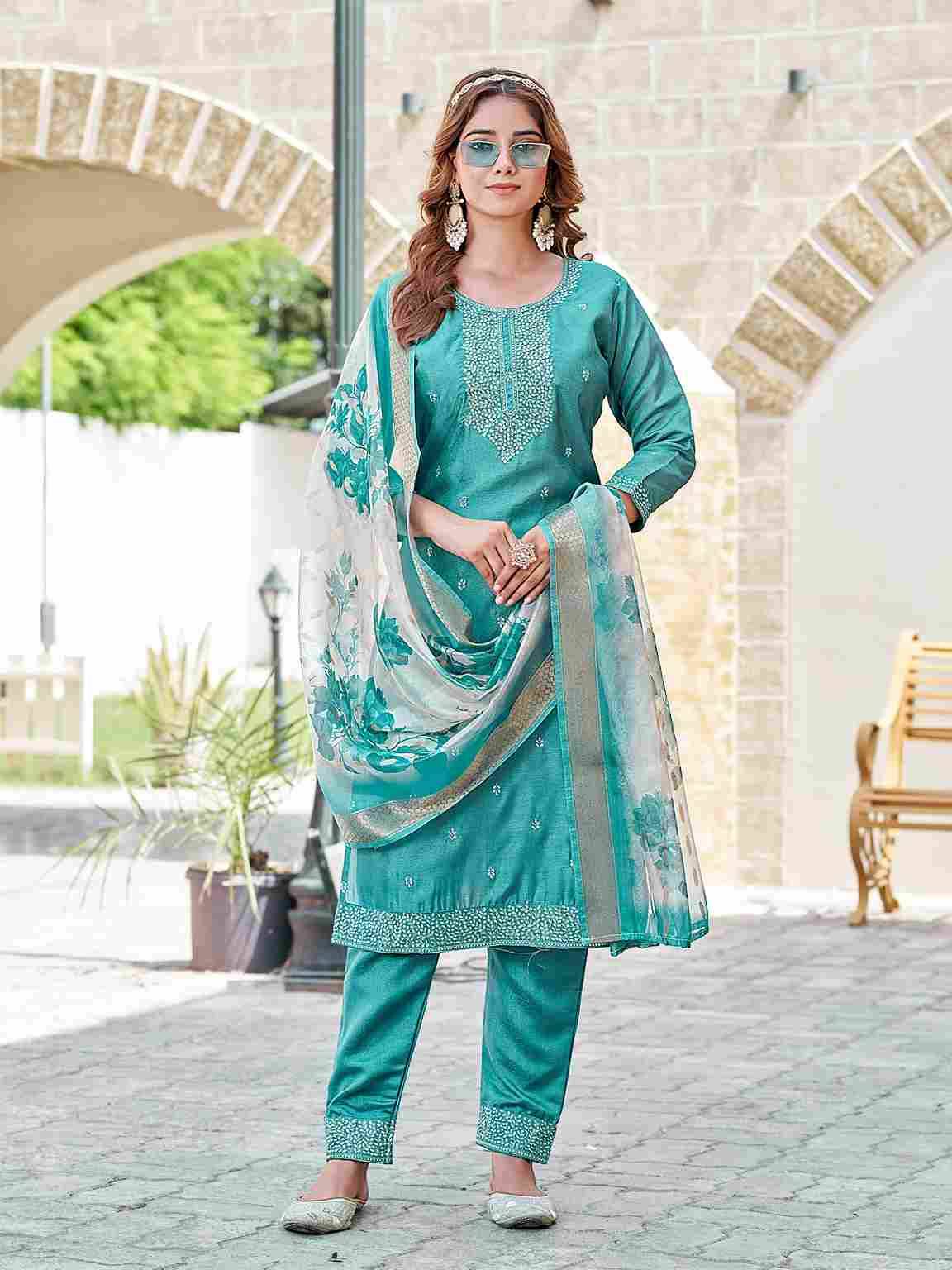 Makati By Aanchi 101 To 103 Series Beautiful Suits Colorful Stylish Fancy Casual Wear & Ethnic Wear Vichitra Shimmer Dresses At Wholesale Price