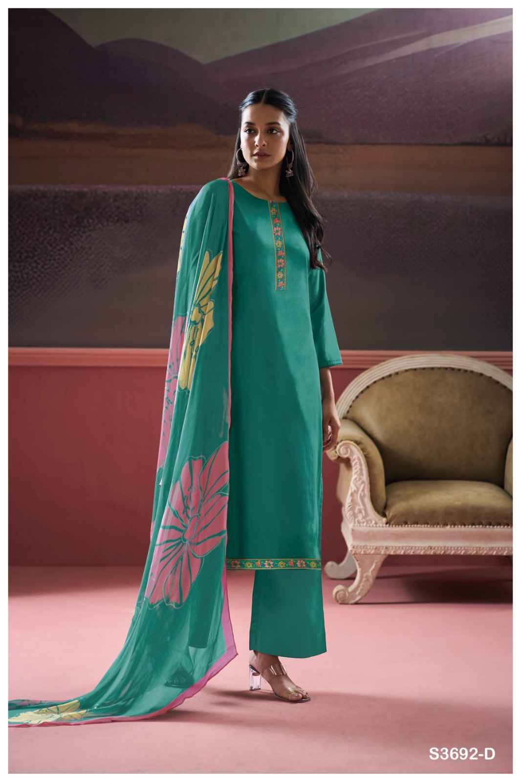 Kalash-3692 By Ganga Fashion 3692-A To 3692-D Series Beautiful Festive Suits Colorful Stylish Fancy Casual Wear & Ethnic Wear Pure Cotton Silk Dresses At Wholesale Price