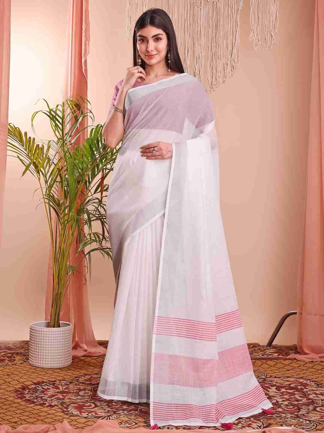 The White Bloom By Fashid Wholesale 01 To 12 Series Indian Traditional Wear Collection Beautiful Stylish Fancy Colorful Party Wear & Occasional Wear Linen Cotton Sarees At Wholesale Price