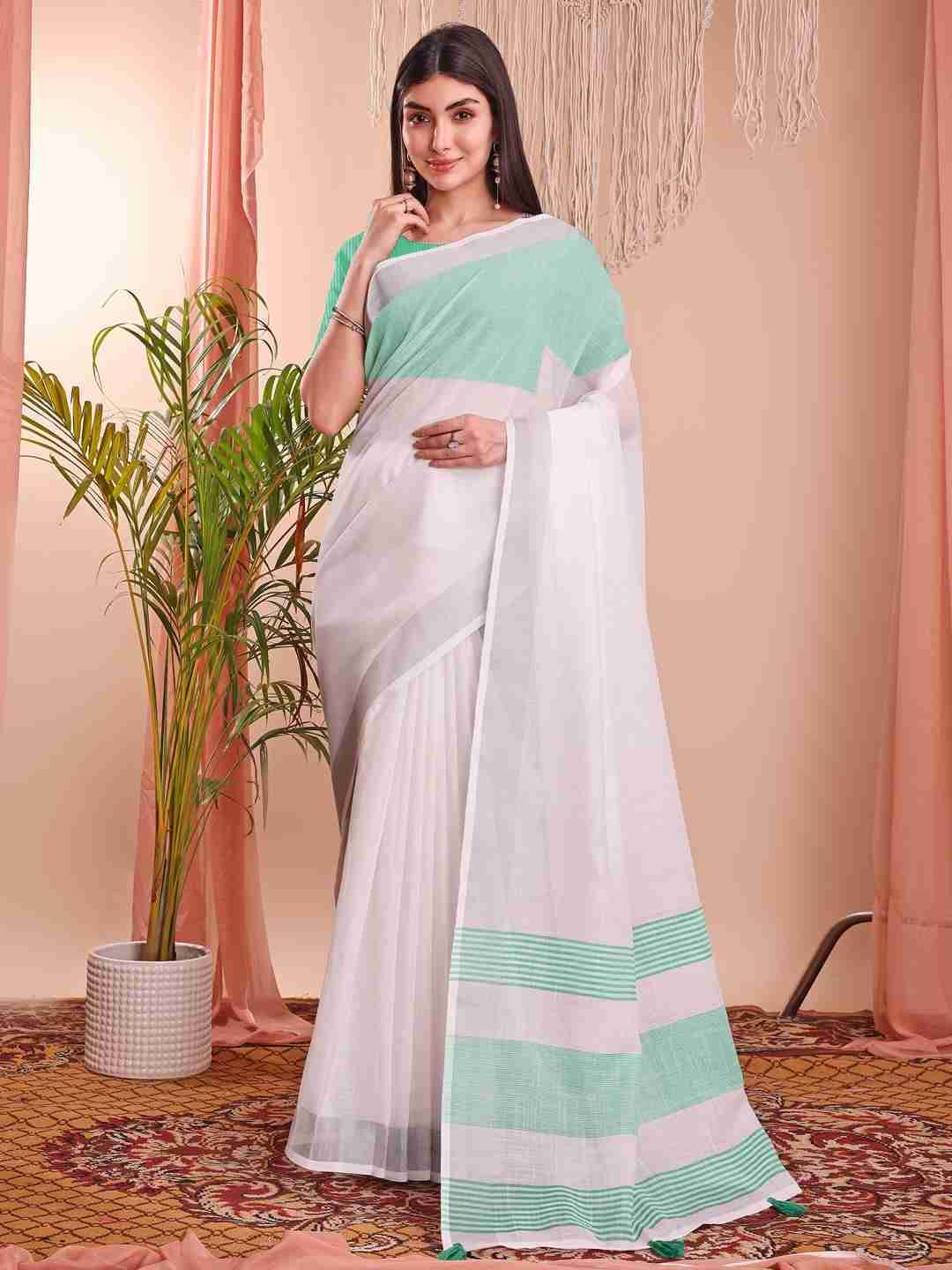 The White Bloom By Fashid Wholesale 01 To 12 Series Indian Traditional Wear Collection Beautiful Stylish Fancy Colorful Party Wear & Occasional Wear Linen Cotton Sarees At Wholesale Price