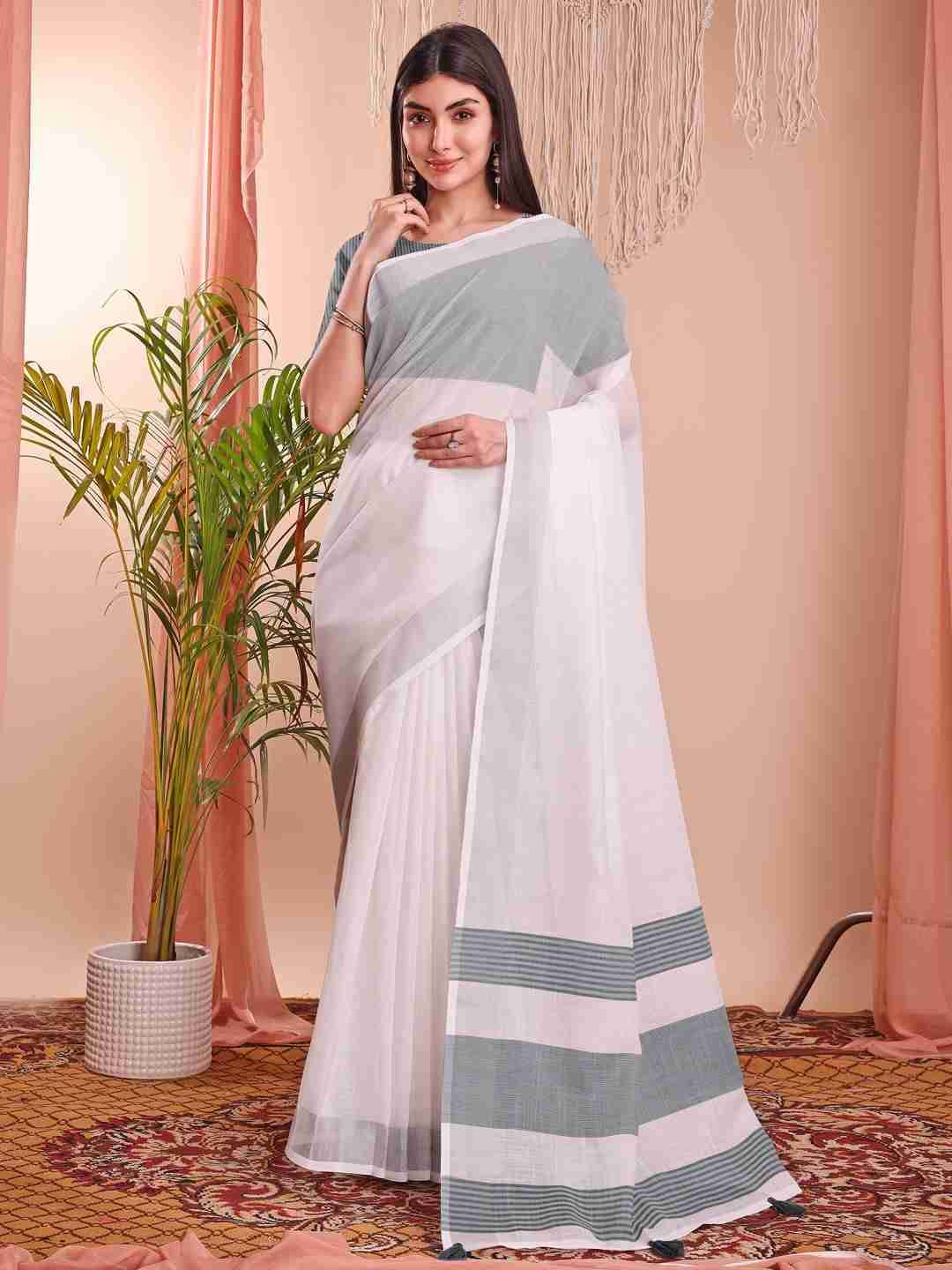 The White Bloom By Fashid Wholesale 01 To 12 Series Indian Traditional Wear Collection Beautiful Stylish Fancy Colorful Party Wear & Occasional Wear Linen Cotton Sarees At Wholesale Price