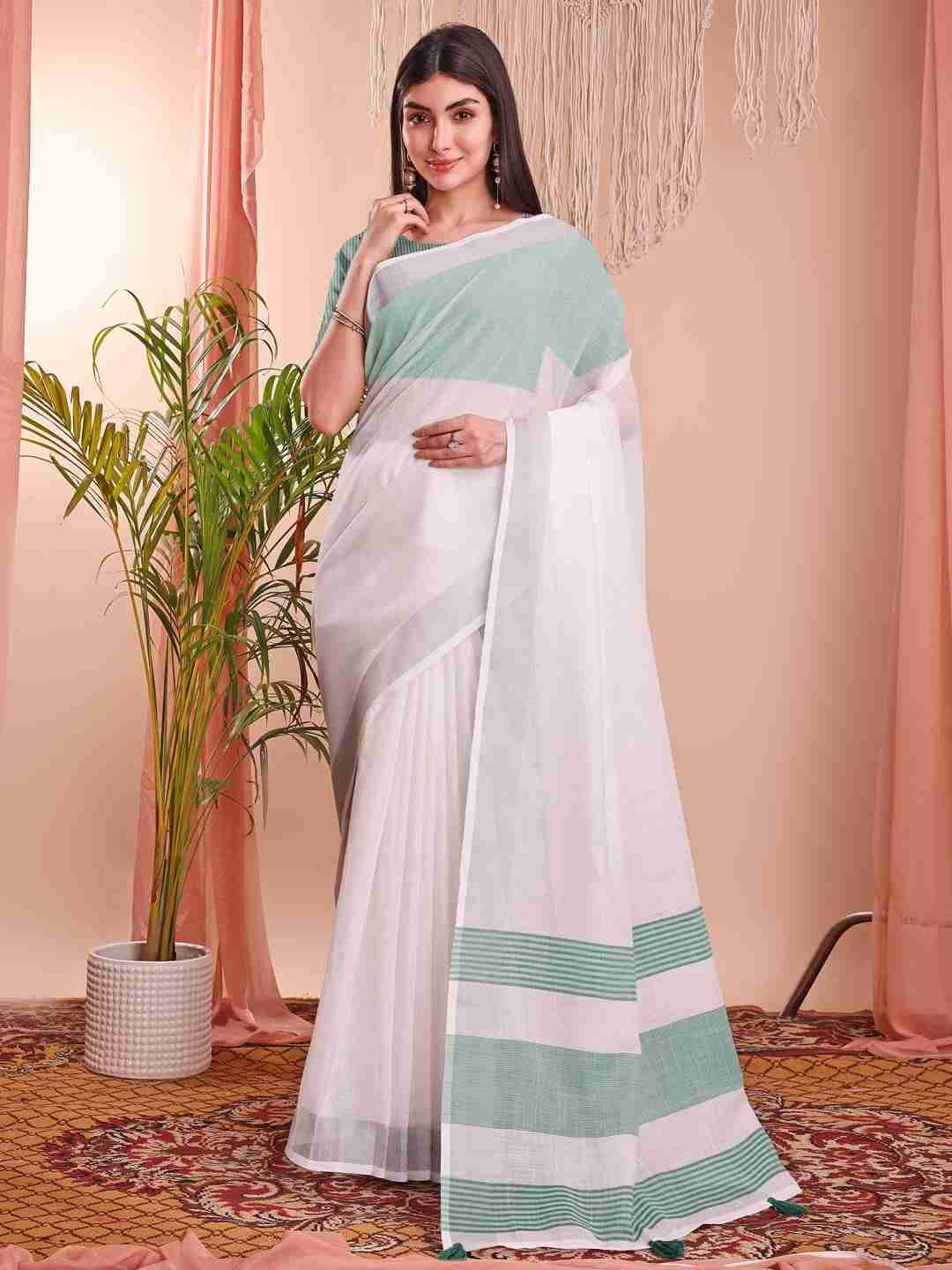 The White Bloom By Fashid Wholesale 01 To 12 Series Indian Traditional Wear Collection Beautiful Stylish Fancy Colorful Party Wear & Occasional Wear Linen Cotton Sarees At Wholesale Price