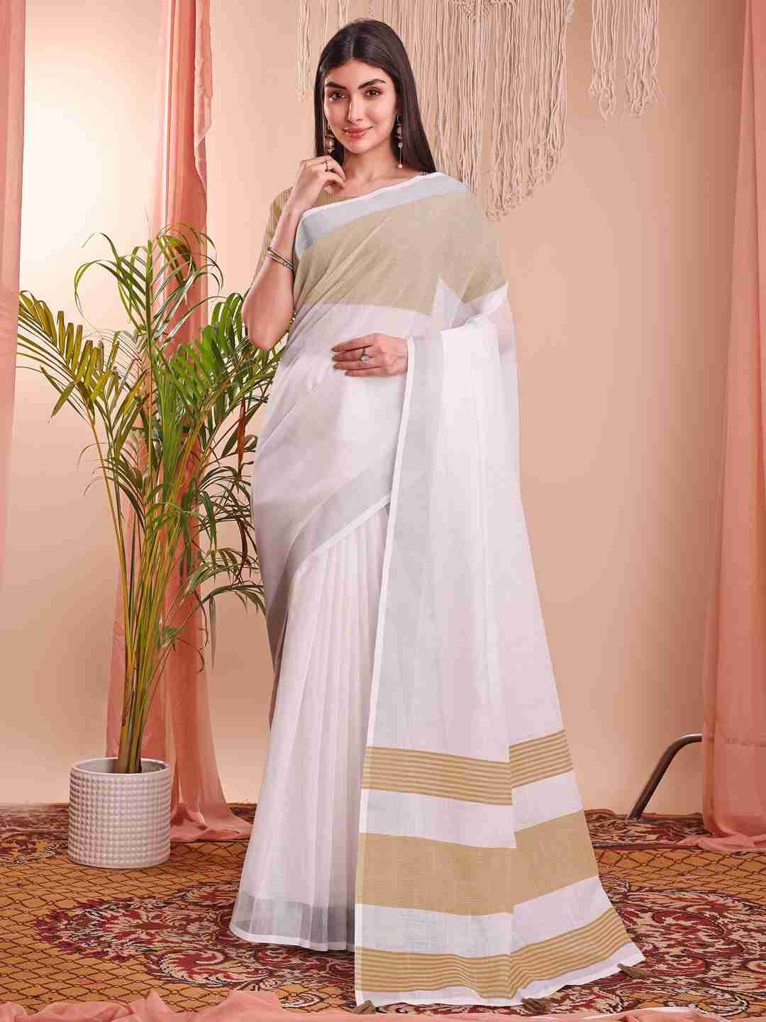 The White Bloom By Fashid Wholesale 01 To 12 Series Indian Traditional Wear Collection Beautiful Stylish Fancy Colorful Party Wear & Occasional Wear Linen Cotton Sarees At Wholesale Price