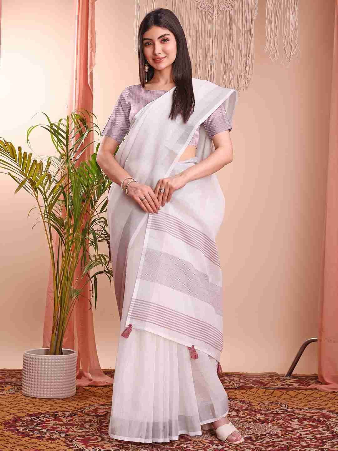 The White Bloom By Fashid Wholesale 01 To 12 Series Indian Traditional Wear Collection Beautiful Stylish Fancy Colorful Party Wear & Occasional Wear Linen Cotton Sarees At Wholesale Price