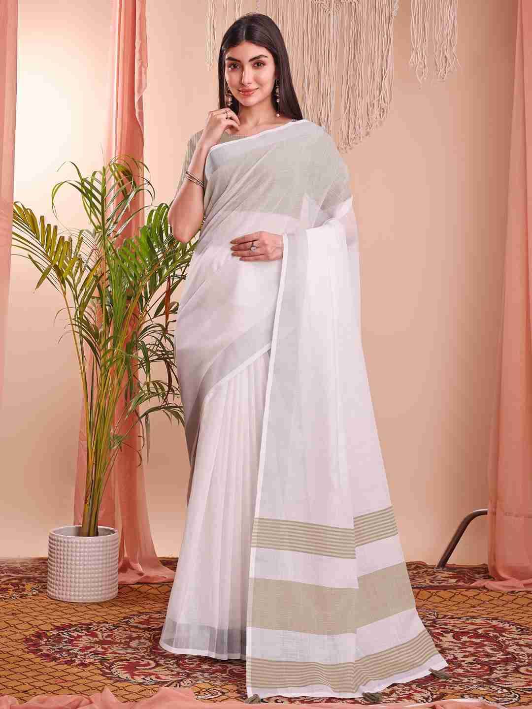 The White Bloom By Fashid Wholesale 01 To 12 Series Indian Traditional Wear Collection Beautiful Stylish Fancy Colorful Party Wear & Occasional Wear Linen Cotton Sarees At Wholesale Price