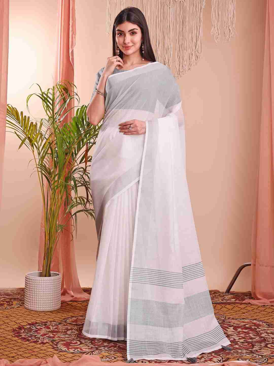 The White Bloom By Fashid Wholesale 01 To 12 Series Indian Traditional Wear Collection Beautiful Stylish Fancy Colorful Party Wear & Occasional Wear Linen Cotton Sarees At Wholesale Price