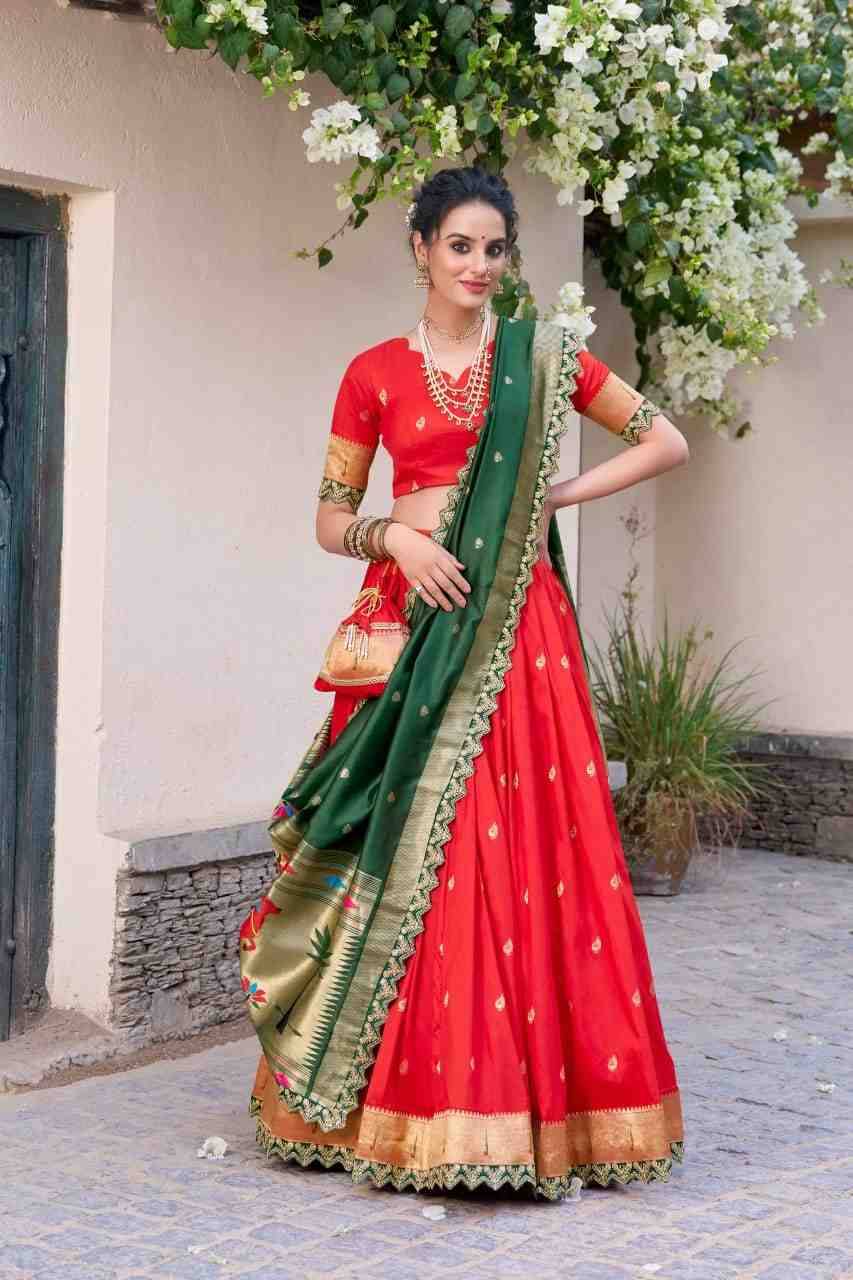 Srividya By Fashid Wholesale 2014-A To 2014-D Series Designer Beautiful Navratri Collection Occasional Wear & Party Wear Jacquard Silk Lehengas At Wholesale Price