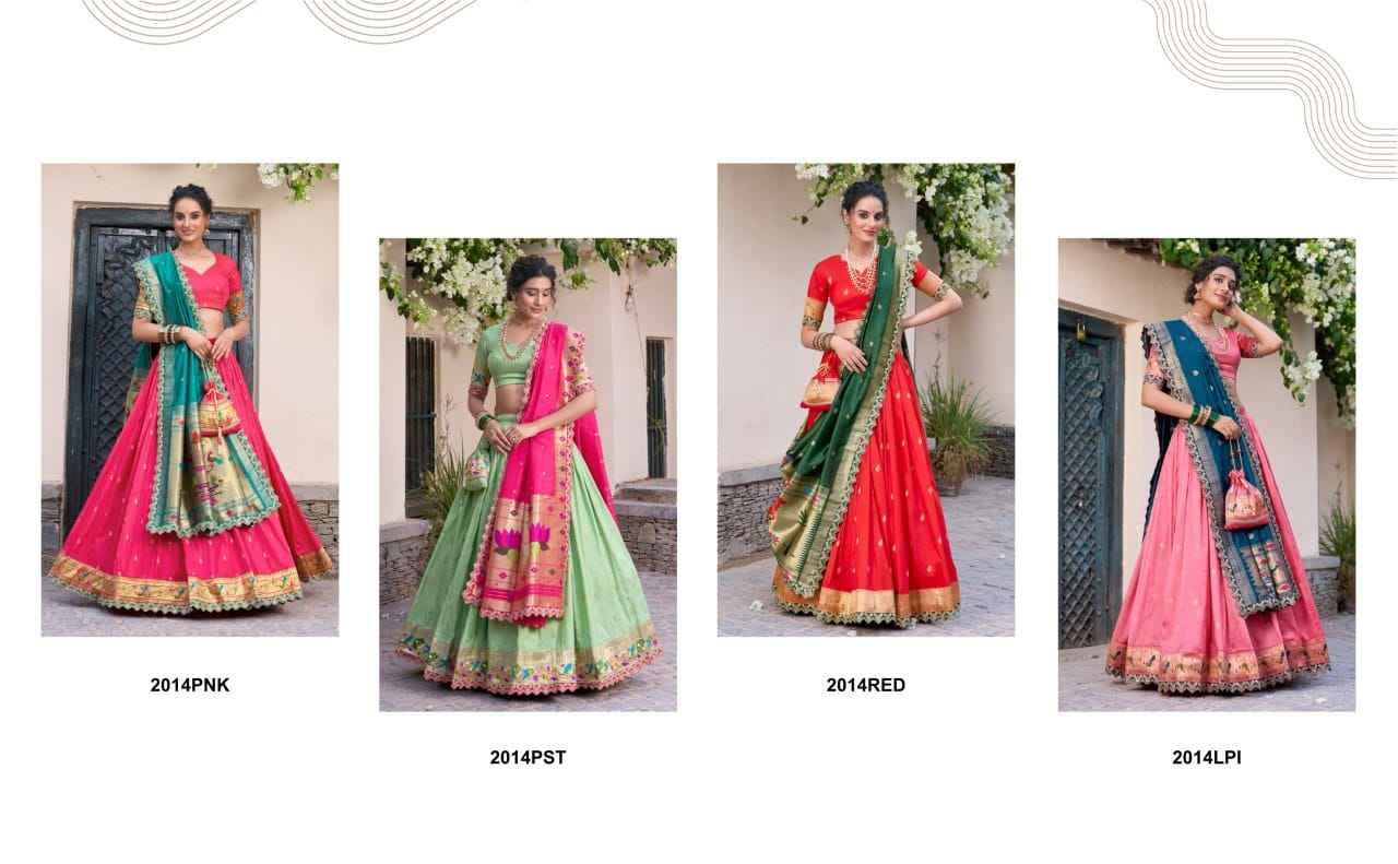 Srividya By Fashid Wholesale 2014-A To 2014-D Series Designer Beautiful Navratri Collection Occasional Wear & Party Wear Jacquard Silk Lehengas At Wholesale Price