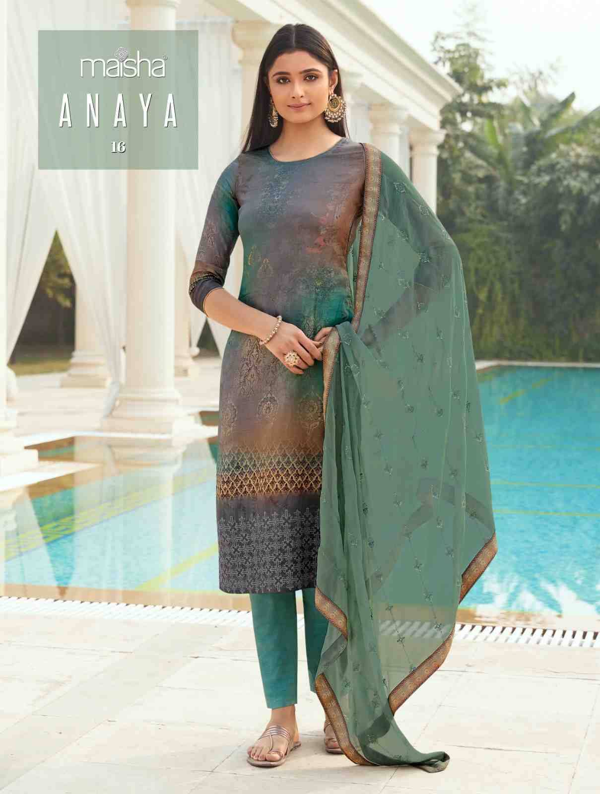 Anaya By Maisha 11 To 16 Series Beautiful Suits Stylish Fancy Colorful Party Wear & Occasional Wear Crepe Silk Dresses At Wholesale Price