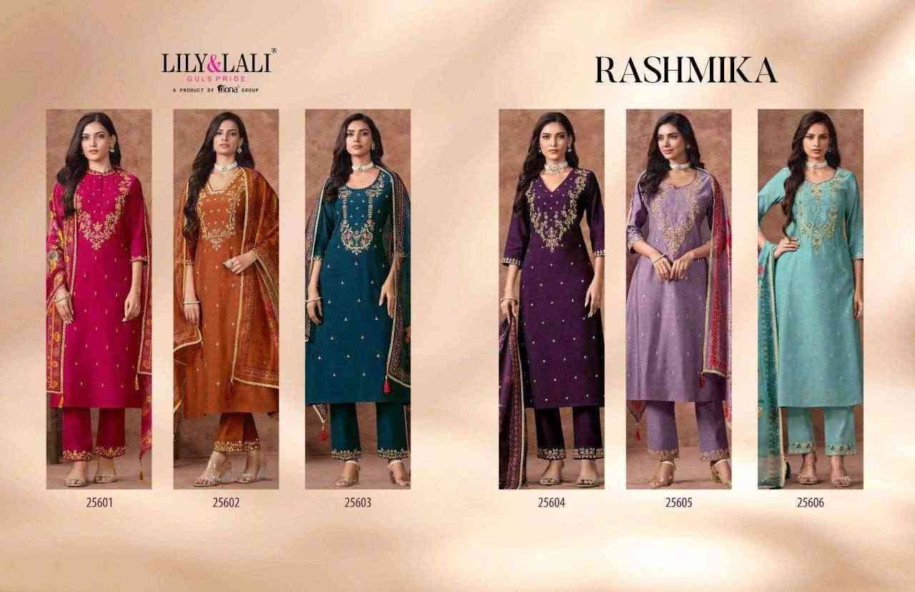 Rashmika By Lily And Lali 25601 To 25606 Series Beautiful Festive Suits Colorful Stylish Fancy Casual Wear & Ethnic Wear Viscose Silk Embroidery Dresses At Wholesale Price