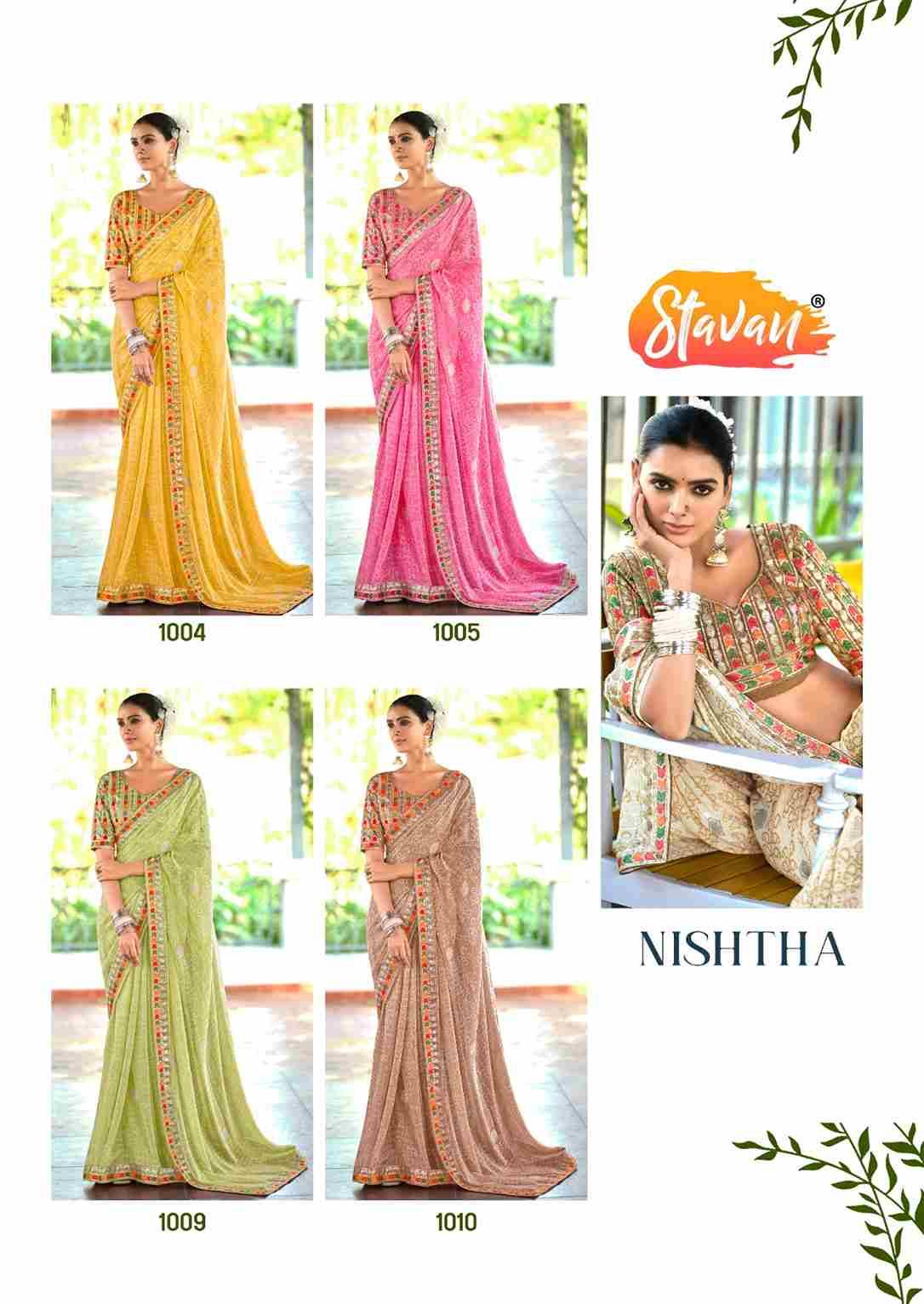 Nishtha By Stavan 1001 To 1010 Series Indian Traditional Wear Collection Beautiful Stylish Fancy Colorful Party Wear & Occasional Wear Fancy Sarees At Wholesale Price