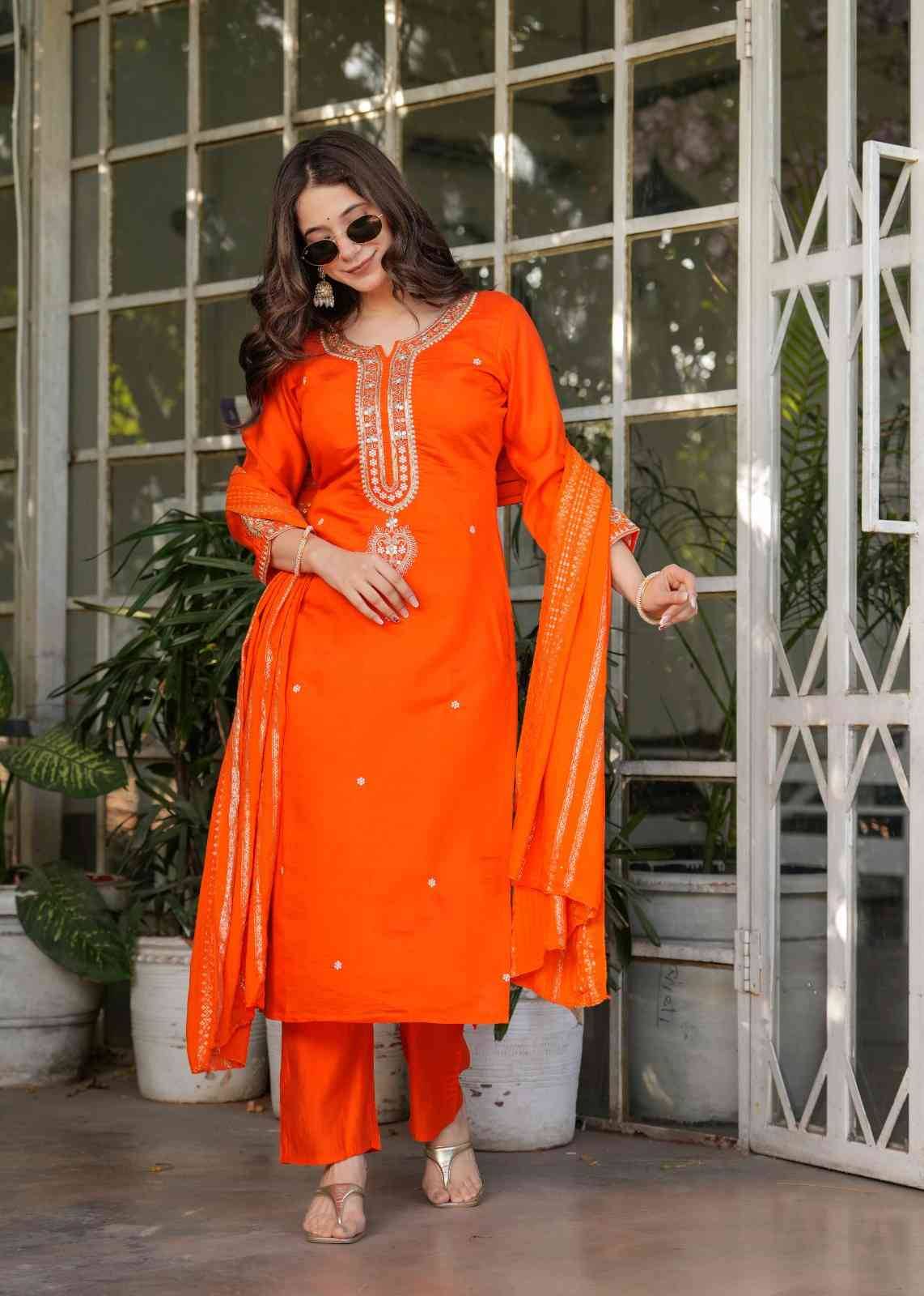 Dc-6010 By Fashid Wholesale 01 To 04 Series Beautiful Stylish Festive Suits Fancy Colorful Casual Wear & Ethnic Wear & Ready To Wear Viscose Chanderi Dresses At Wholesale Price
