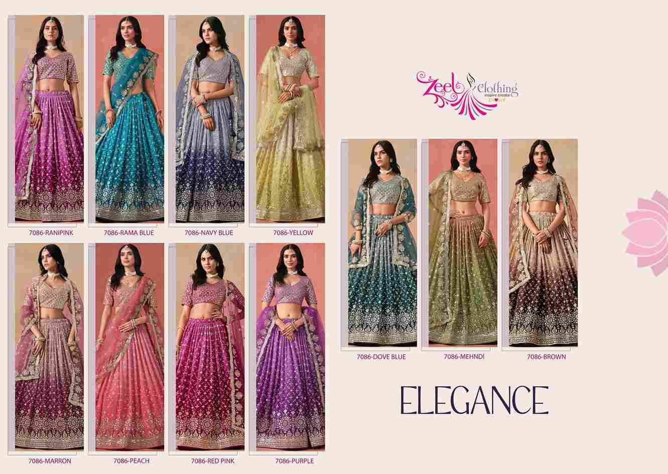 Elegance By Zeel Clothing 7086-A To 7086-K Series Designer Beautiful Collection Occasional Wear & Party Wear Fancy Lehengas At Wholesale Price