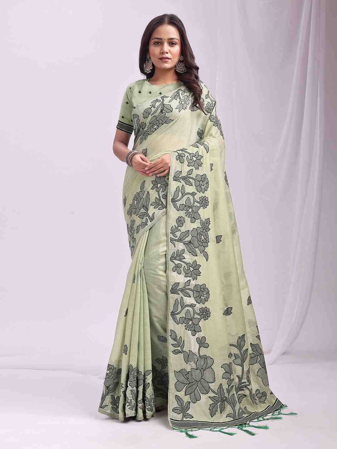 Kashira By Fashid Wholesale 1001 To 1006 Series Indian Traditional Wear Collection Beautiful Stylish Fancy Colorful Party Wear & Occasional Wear Linen Cotton Sarees At Wholesale Price