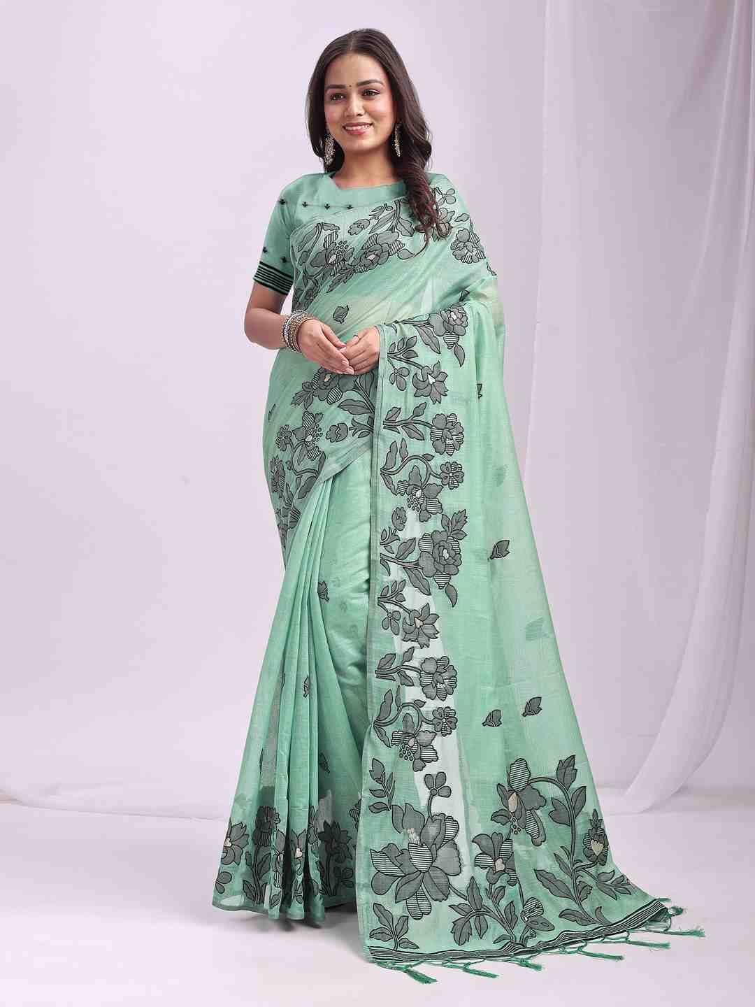 Kashira By Fashid Wholesale 1001 To 1006 Series Indian Traditional Wear Collection Beautiful Stylish Fancy Colorful Party Wear & Occasional Wear Linen Cotton Sarees At Wholesale Price