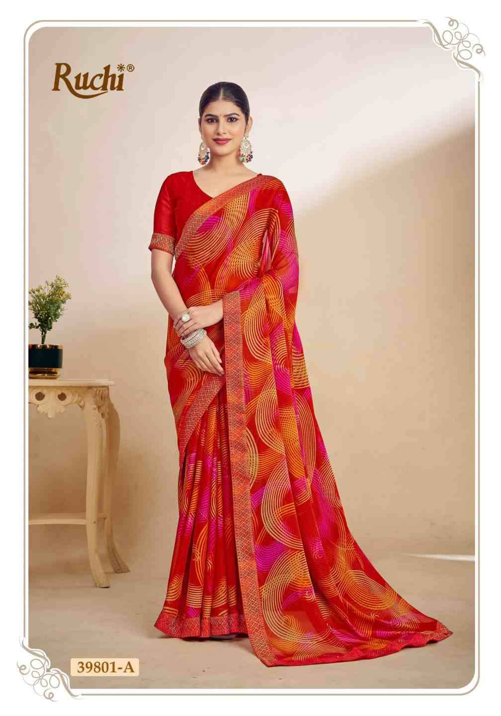 Simayaa Vol-29 By Ruchi Sarees 39801-A To 39803-D Series Indian Traditional Wear Collection Beautiful Stylish Fancy Colorful Party Wear & Occasional Wear Chiffon Sarees At Wholesale Price