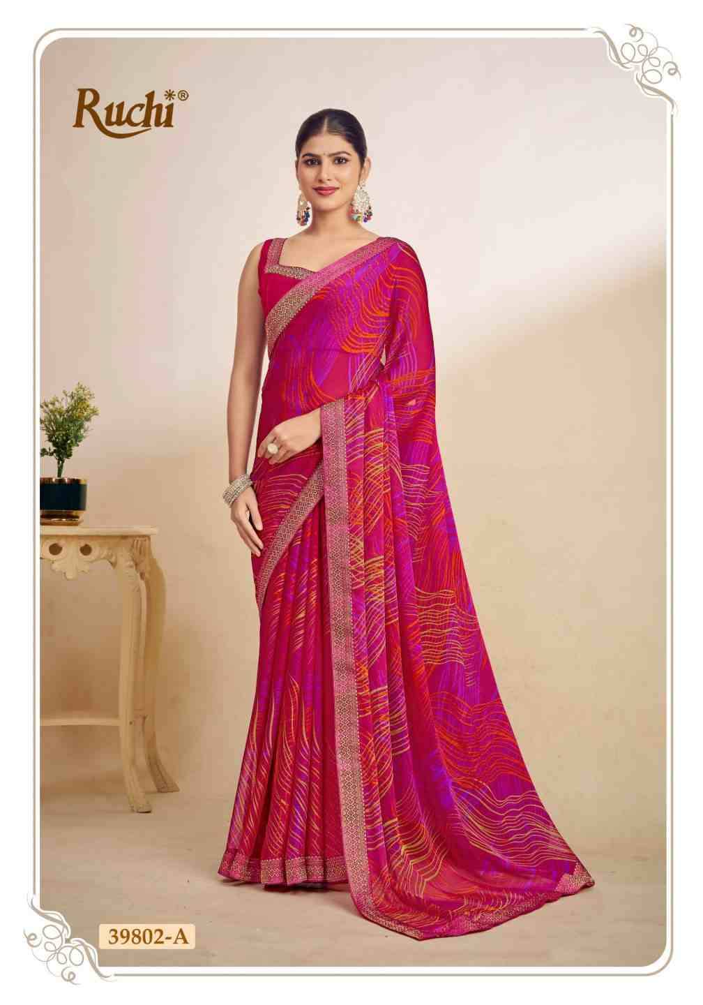 Simayaa Vol-29 By Ruchi Sarees 39801-A To 39803-D Series Indian Traditional Wear Collection Beautiful Stylish Fancy Colorful Party Wear & Occasional Wear Chiffon Sarees At Wholesale Price