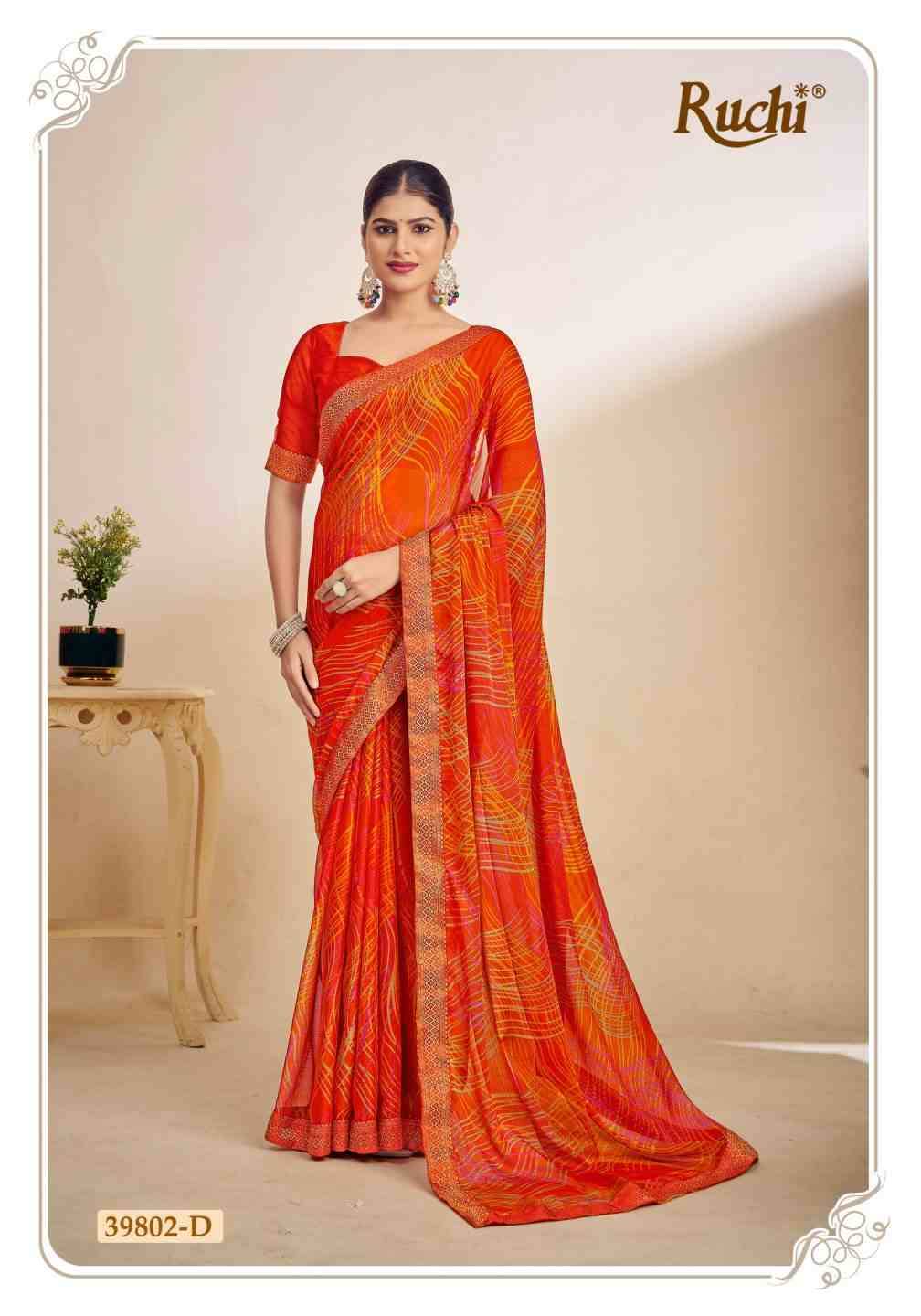 Simayaa Vol-29 By Ruchi Sarees 39801-A To 39803-D Series Indian Traditional Wear Collection Beautiful Stylish Fancy Colorful Party Wear & Occasional Wear Chiffon Sarees At Wholesale Price