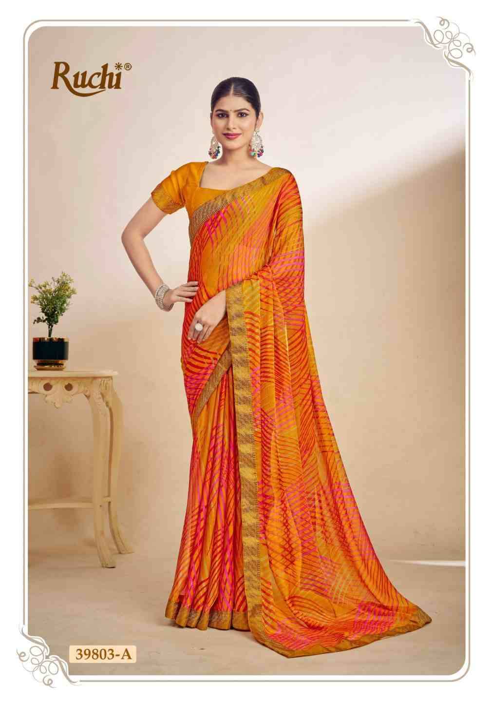 Simayaa Vol-29 By Ruchi Sarees 39801-A To 39803-D Series Indian Traditional Wear Collection Beautiful Stylish Fancy Colorful Party Wear & Occasional Wear Chiffon Sarees At Wholesale Price
