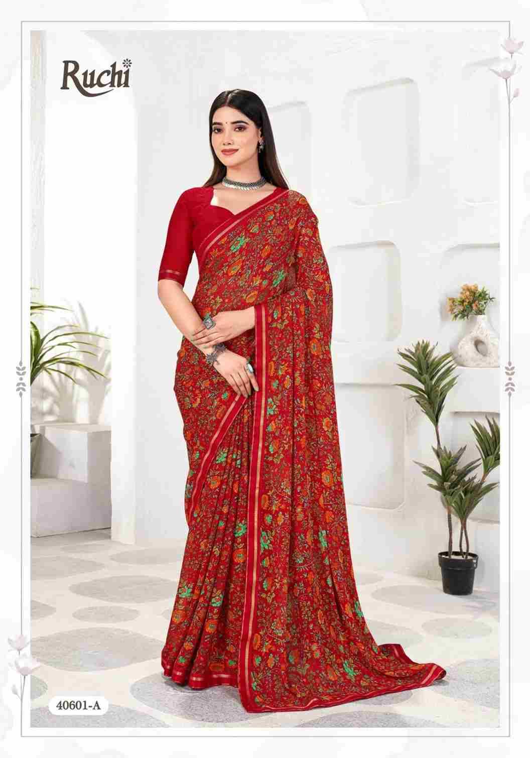 Simayaa Vol-31 By Ruchi Sarees 40601-A To 40603-D Series Indian Traditional Wear Collection Beautiful Stylish Fancy Colorful Party Wear & Occasional Wear Chiffon Sarees At Wholesale Price