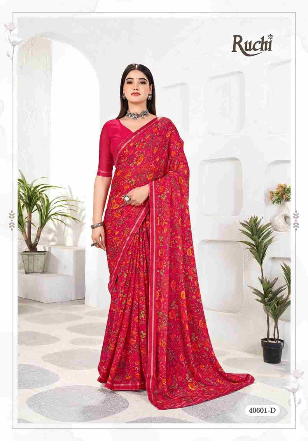 Simayaa Vol-31 By Ruchi Sarees 40601-A To 40603-D Series Indian Traditional Wear Collection Beautiful Stylish Fancy Colorful Party Wear & Occasional Wear Chiffon Sarees At Wholesale Price