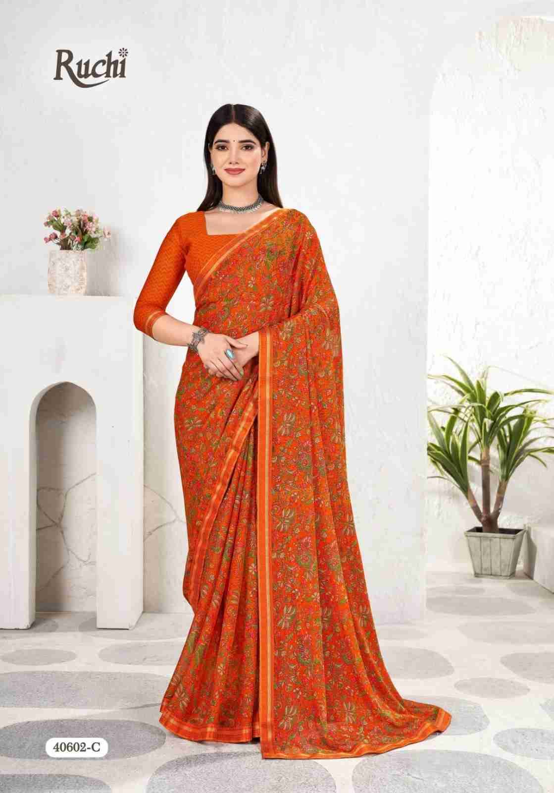 Simayaa Vol-31 By Ruchi Sarees 40601-A To 40603-D Series Indian Traditional Wear Collection Beautiful Stylish Fancy Colorful Party Wear & Occasional Wear Chiffon Sarees At Wholesale Price