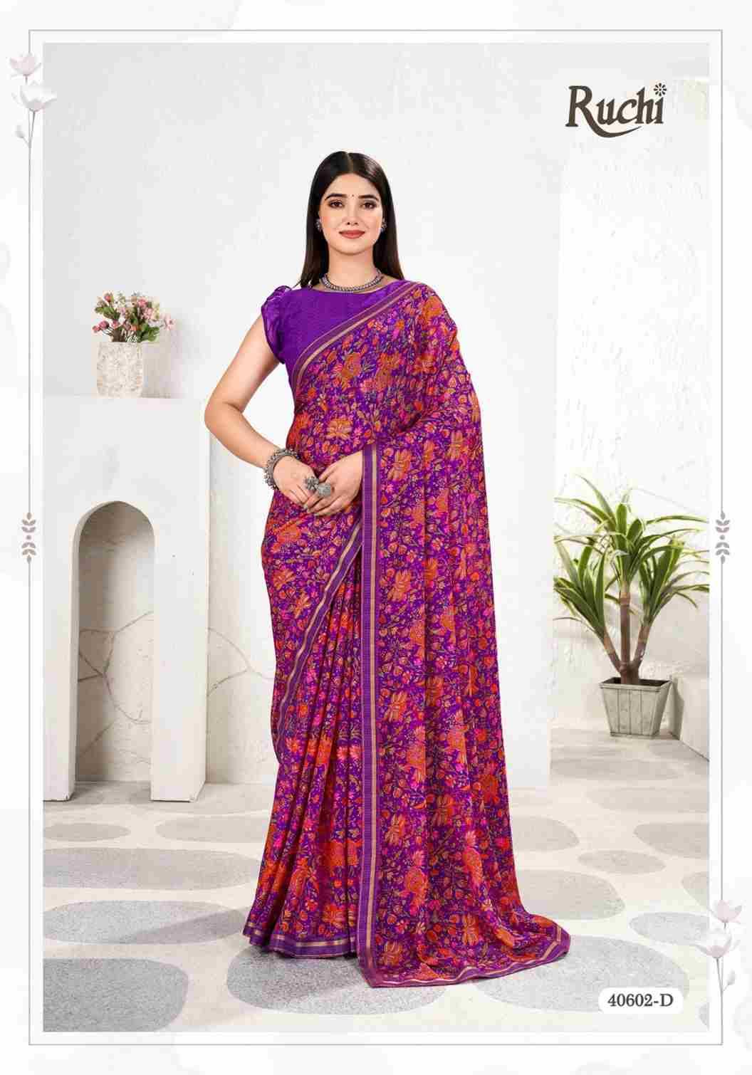 Simayaa Vol-31 By Ruchi Sarees 40601-A To 40603-D Series Indian Traditional Wear Collection Beautiful Stylish Fancy Colorful Party Wear & Occasional Wear Chiffon Sarees At Wholesale Price