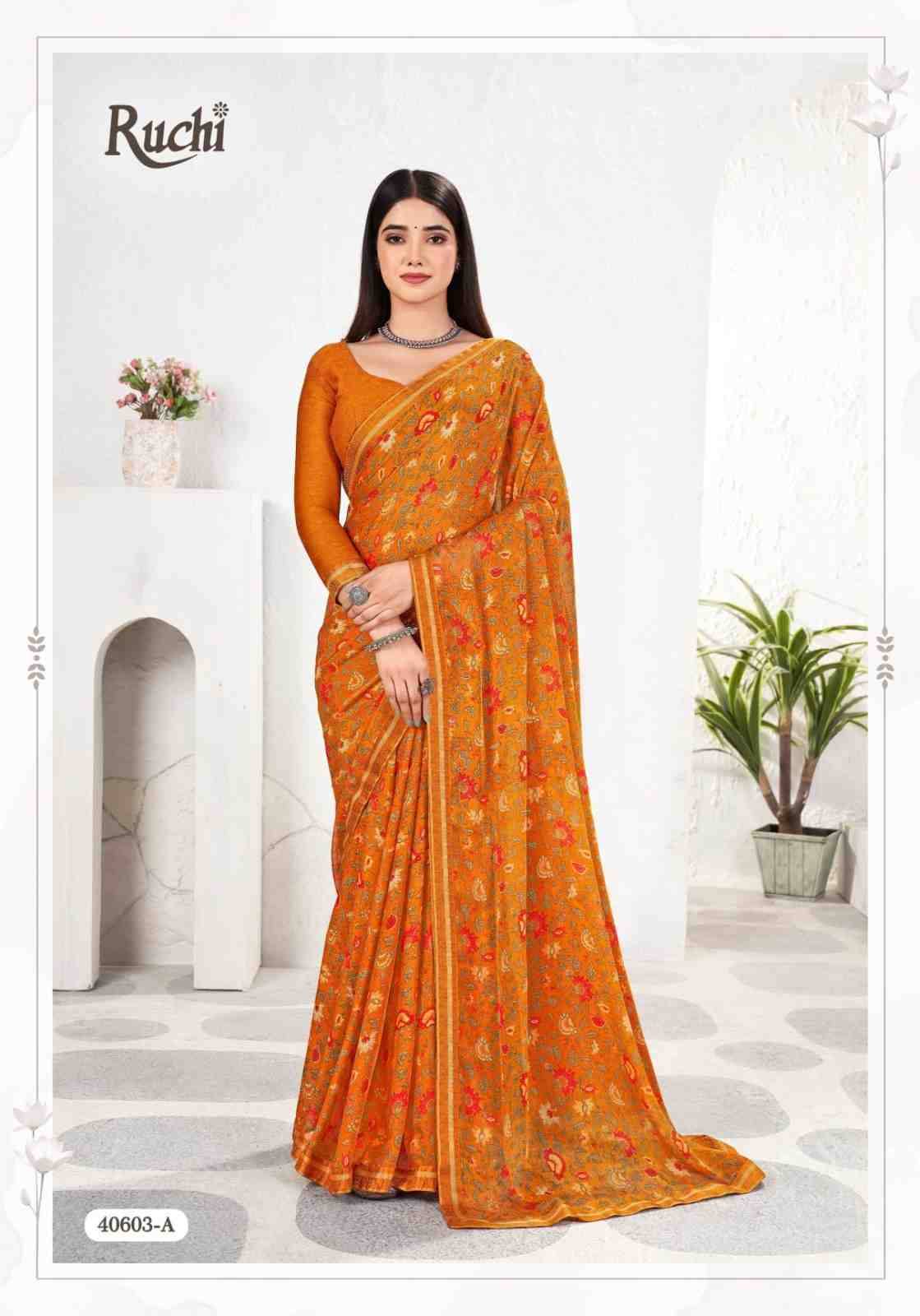 Simayaa Vol-31 By Ruchi Sarees 40601-A To 40603-D Series Indian Traditional Wear Collection Beautiful Stylish Fancy Colorful Party Wear & Occasional Wear Chiffon Sarees At Wholesale Price