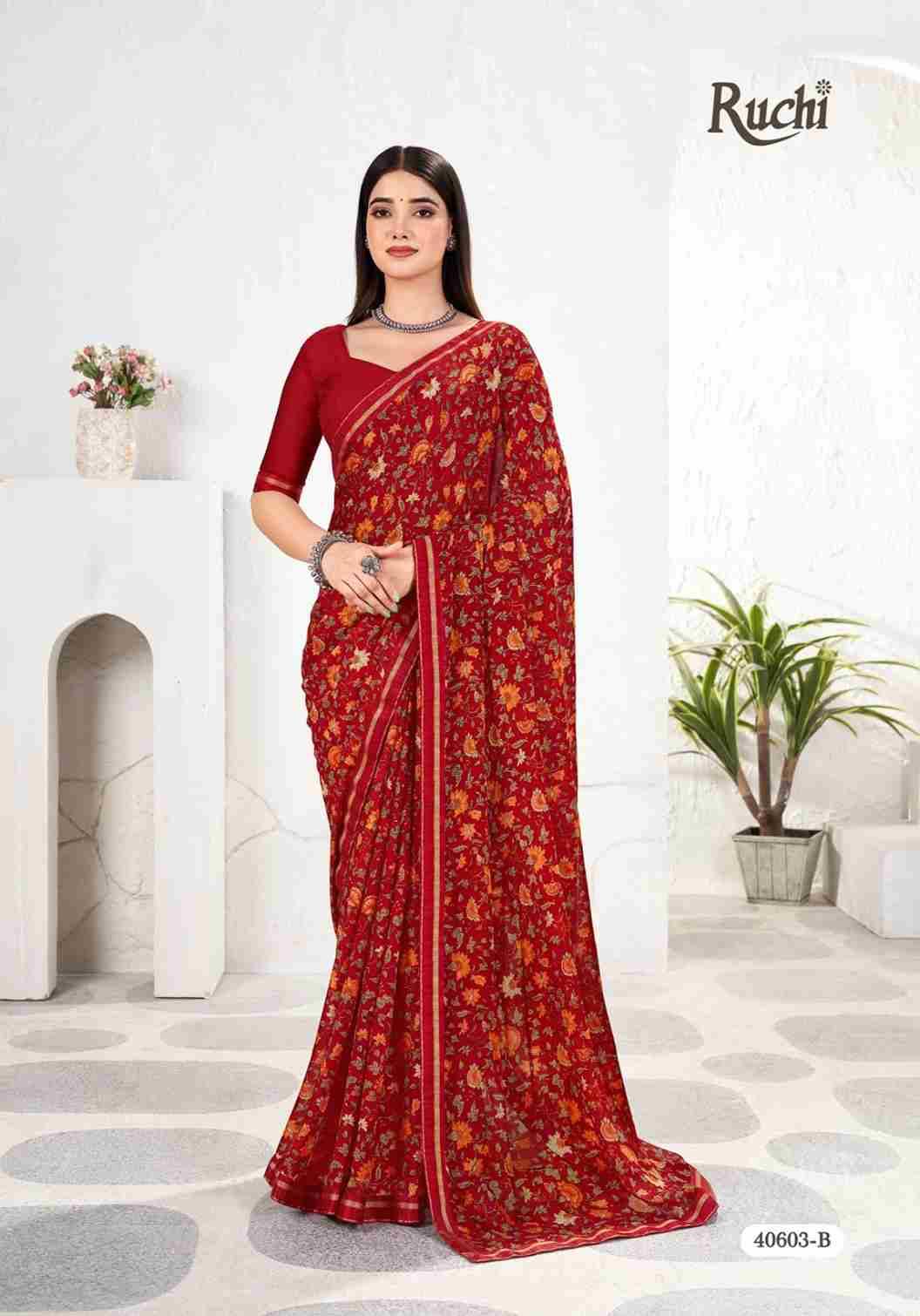 Simayaa Vol-31 By Ruchi Sarees 40601-A To 40603-D Series Indian Traditional Wear Collection Beautiful Stylish Fancy Colorful Party Wear & Occasional Wear Chiffon Sarees At Wholesale Price