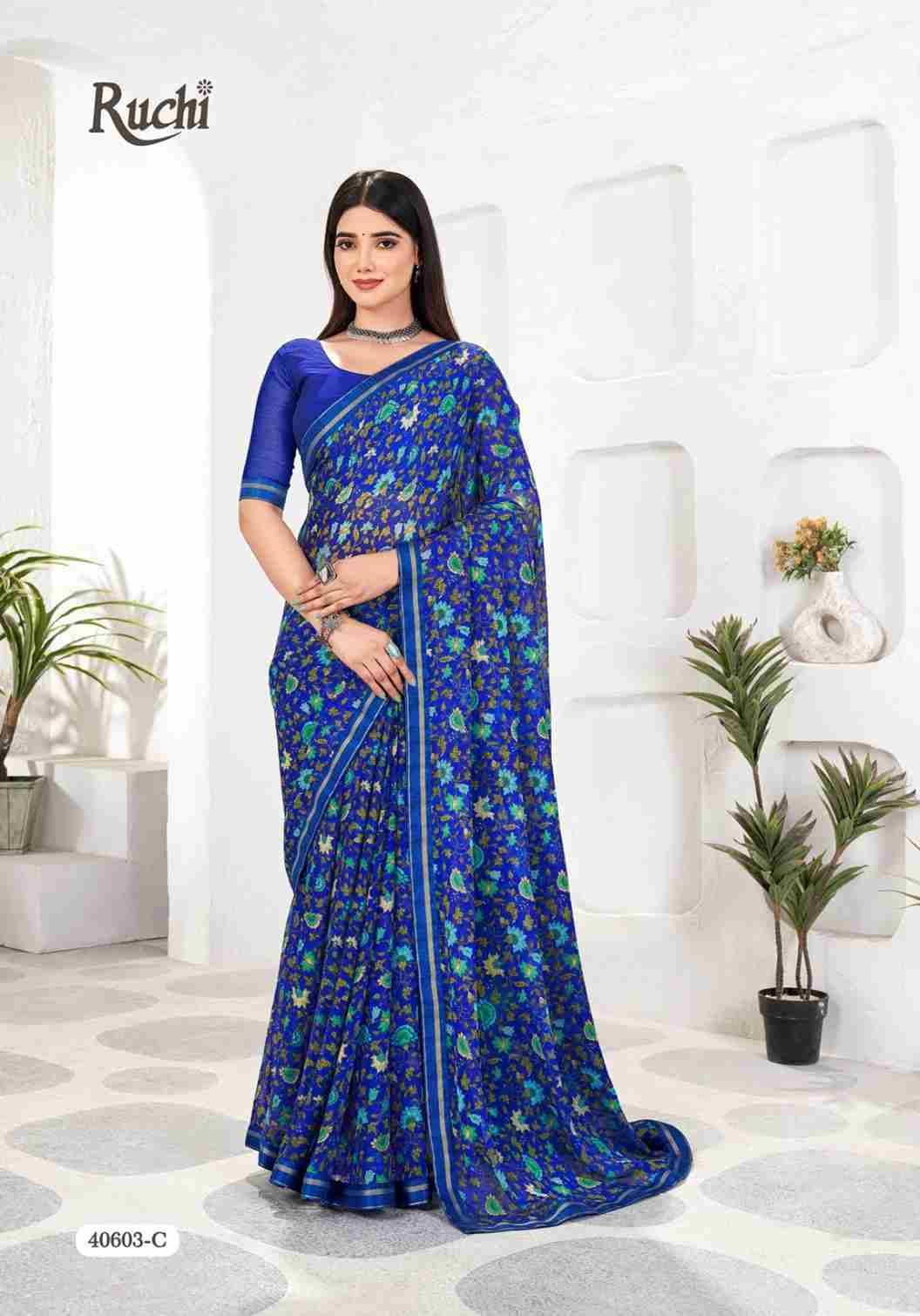 Simayaa Vol-31 By Ruchi Sarees 40601-A To 40603-D Series Indian Traditional Wear Collection Beautiful Stylish Fancy Colorful Party Wear & Occasional Wear Chiffon Sarees At Wholesale Price
