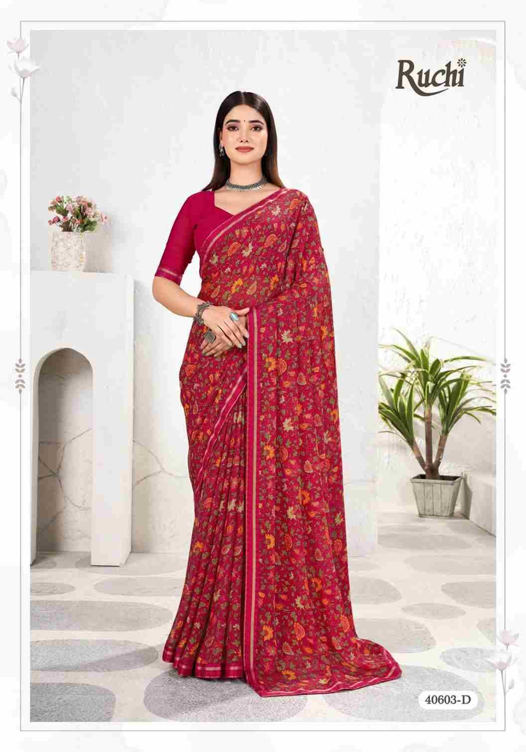 Simayaa Vol-31 By Ruchi Sarees 40601-A To 40603-D Series Indian Traditional Wear Collection Beautiful Stylish Fancy Colorful Party Wear & Occasional Wear Chiffon Sarees At Wholesale Price