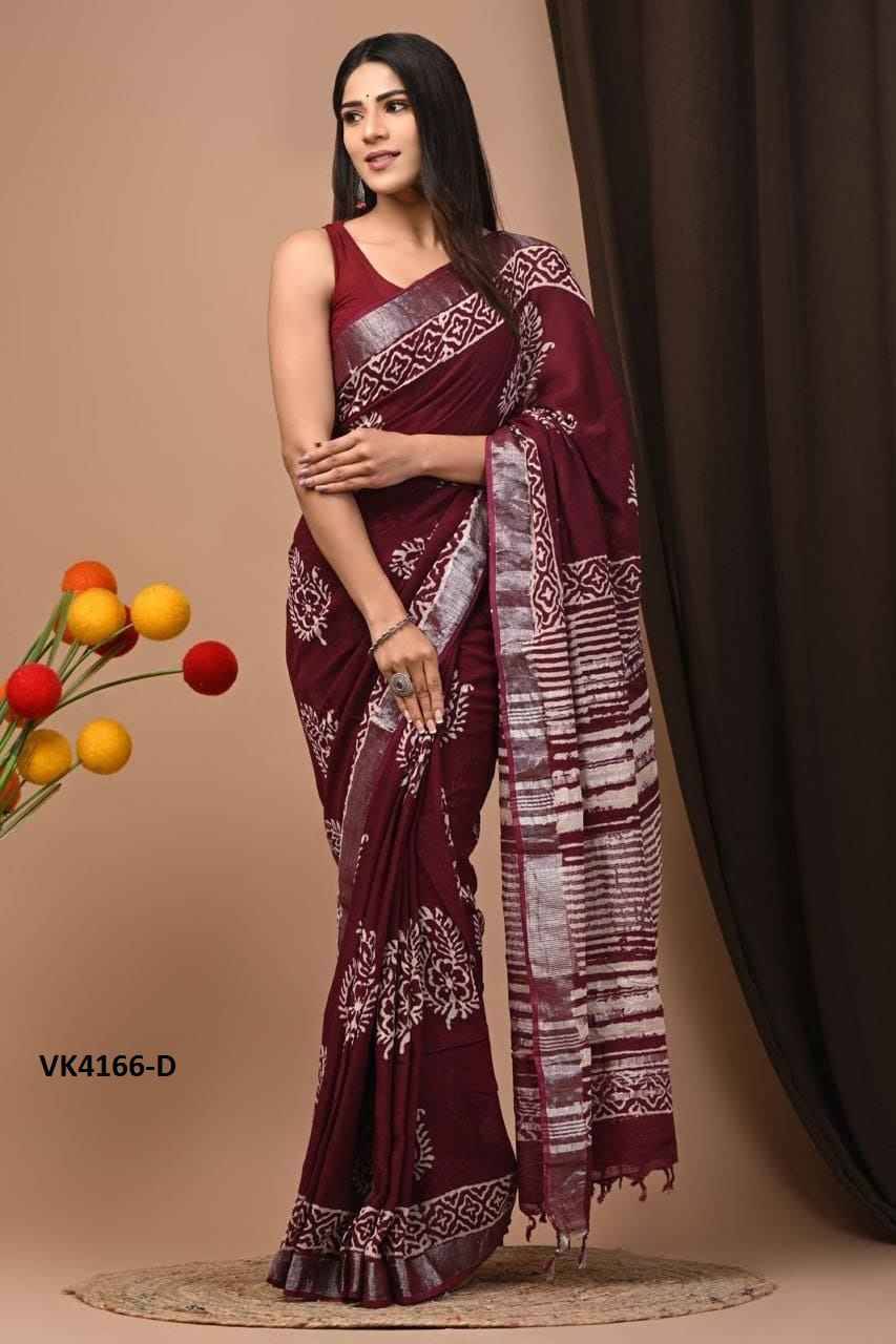VK-4166 By Fashid Wholesale 4166-A To 4166-R Series Indian Traditional Wear Collection Beautiful Stylish Fancy Colorful Party Wear & Occasional Wear Linen Sarees At Wholesale Price
