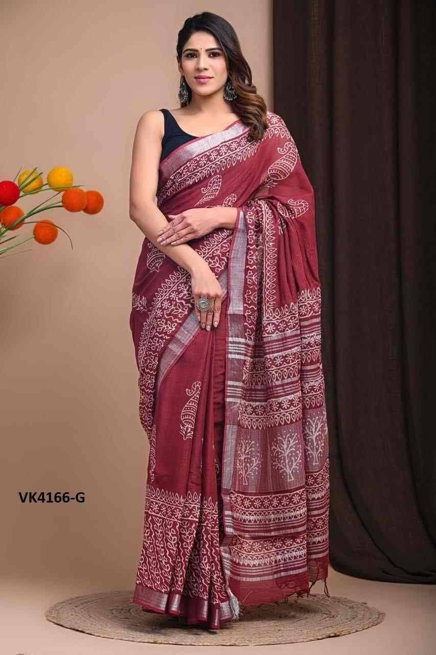 VK-4166 By Fashid Wholesale 4166-A To 4166-R Series Indian Traditional Wear Collection Beautiful Stylish Fancy Colorful Party Wear & Occasional Wear Linen Sarees At Wholesale Price