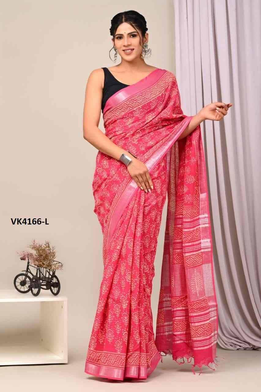 VK-4166 By Fashid Wholesale 4166-A To 4166-R Series Indian Traditional Wear Collection Beautiful Stylish Fancy Colorful Party Wear & Occasional Wear Linen Sarees At Wholesale Price